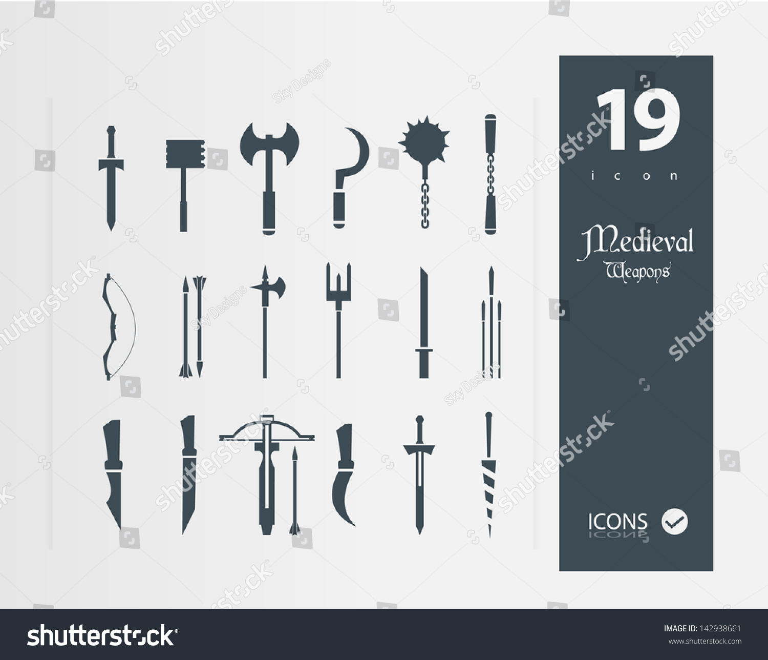 Medieval Weapons Icons Set 19 Quality Stock Vector (Royalty Free ...