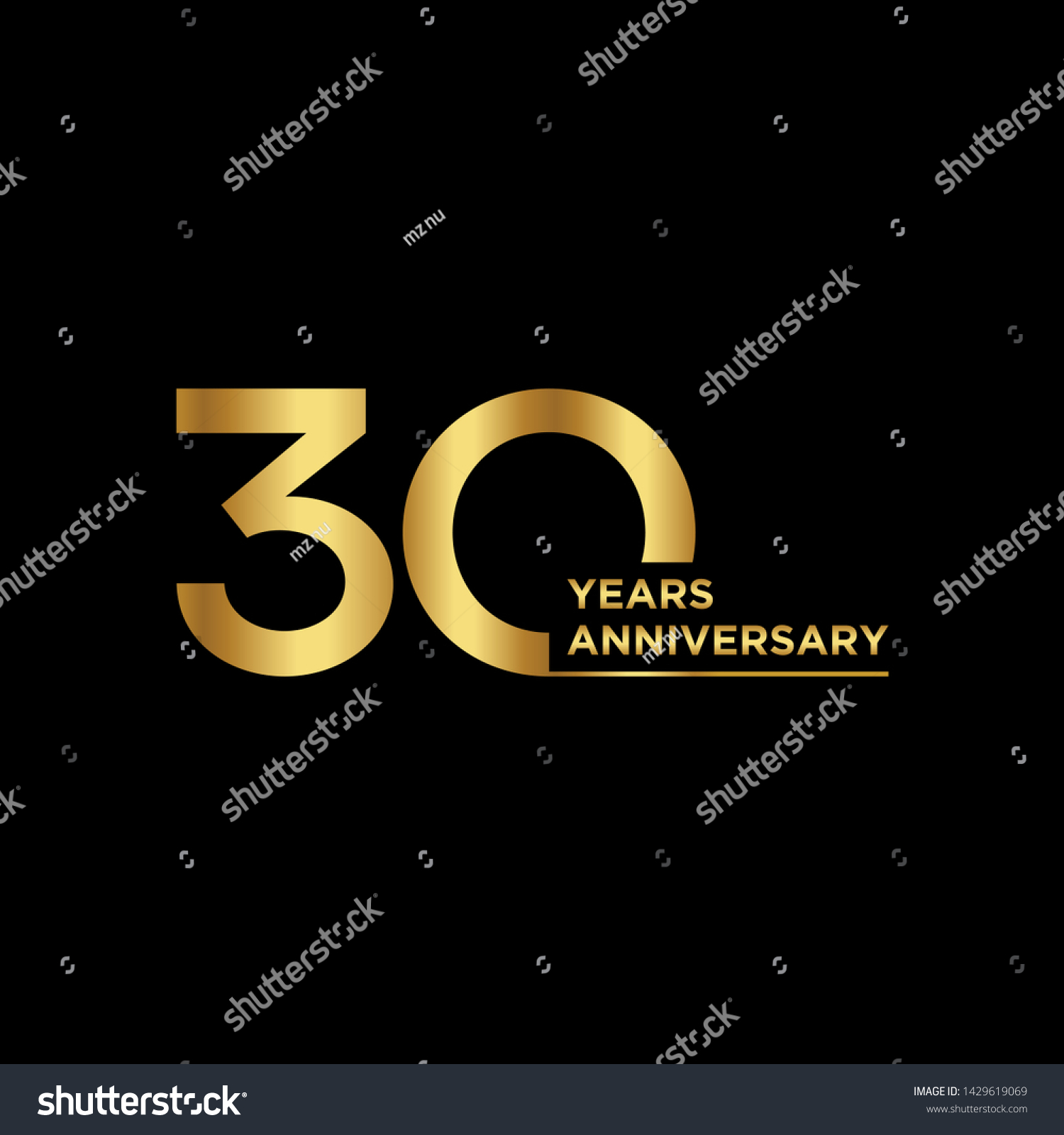 30 Years Anniversary Celebration Golden Text Stock Vector (Royalty Free ...