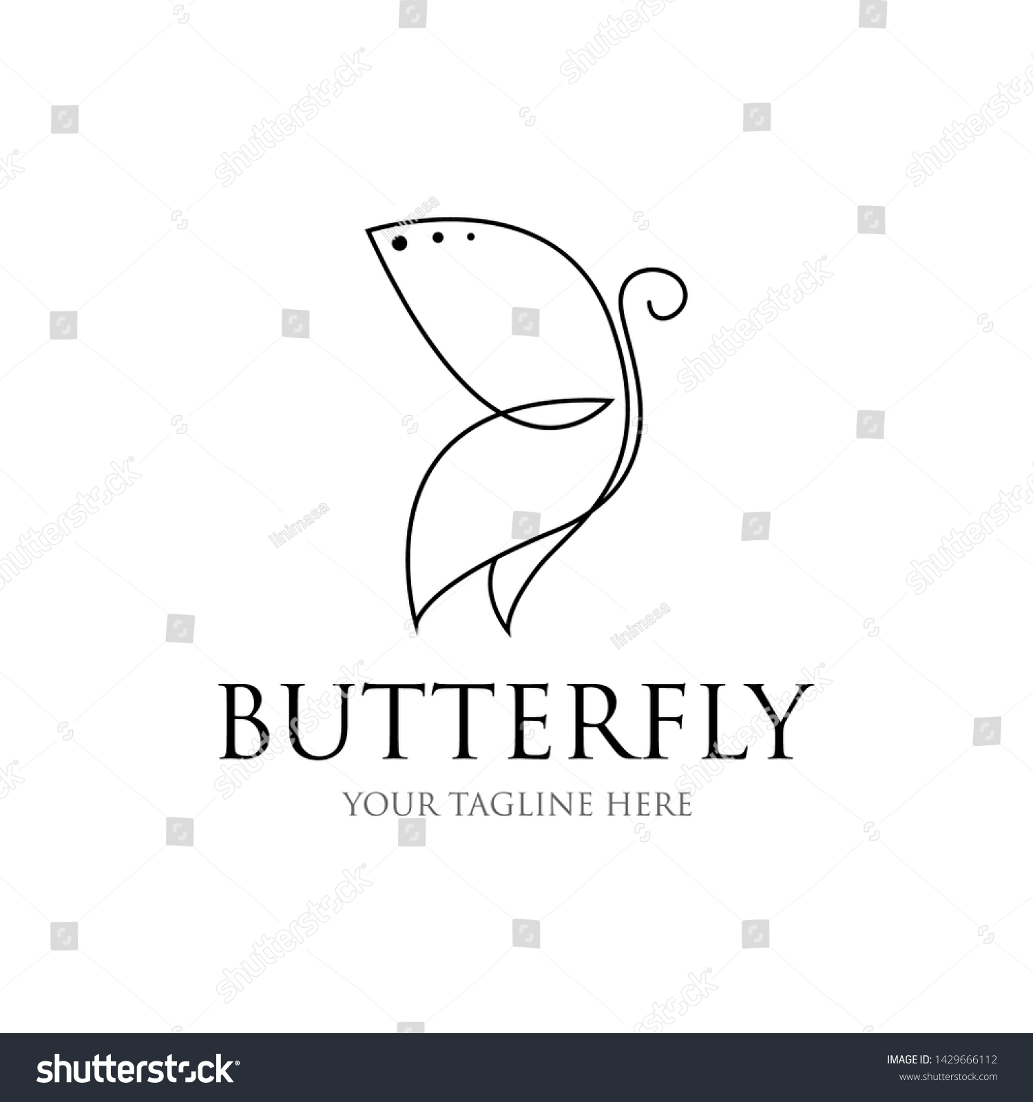 Butterfly Line Drawing Butterfly Icon Vector Stock Vector (Royalty Free ...