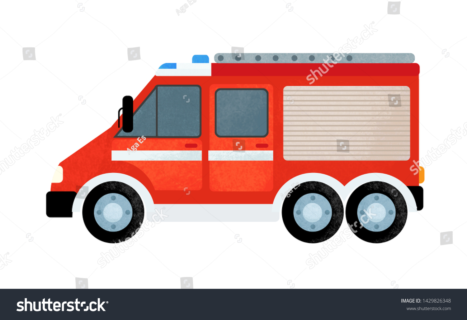 Cartoon Scene Fireman Truck Car On Stock Illustration 1429826348 