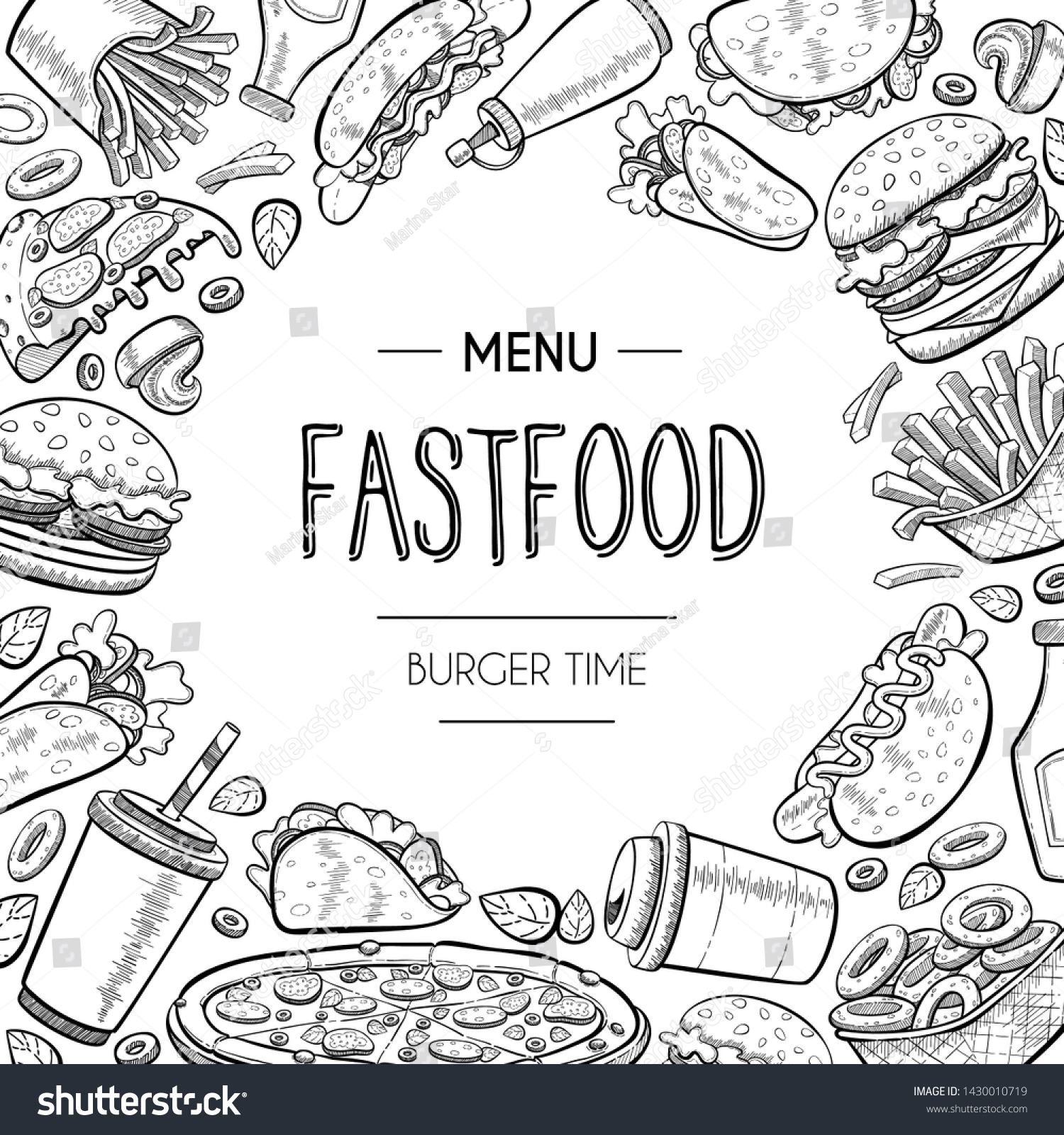 Vector Background Fast Food Menu Cover Stock Vector (Royalty Free ...