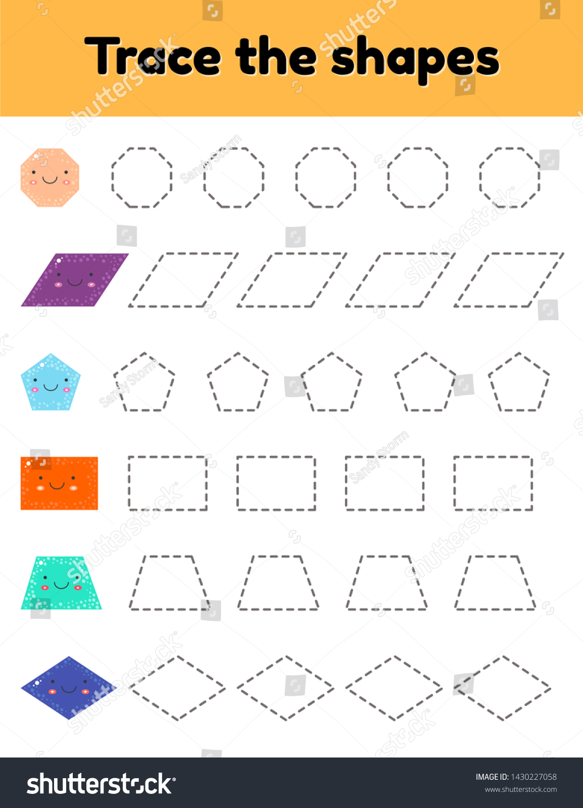 Vector Illustration Educational Tracing Worksheet Kids Stock Vector ...