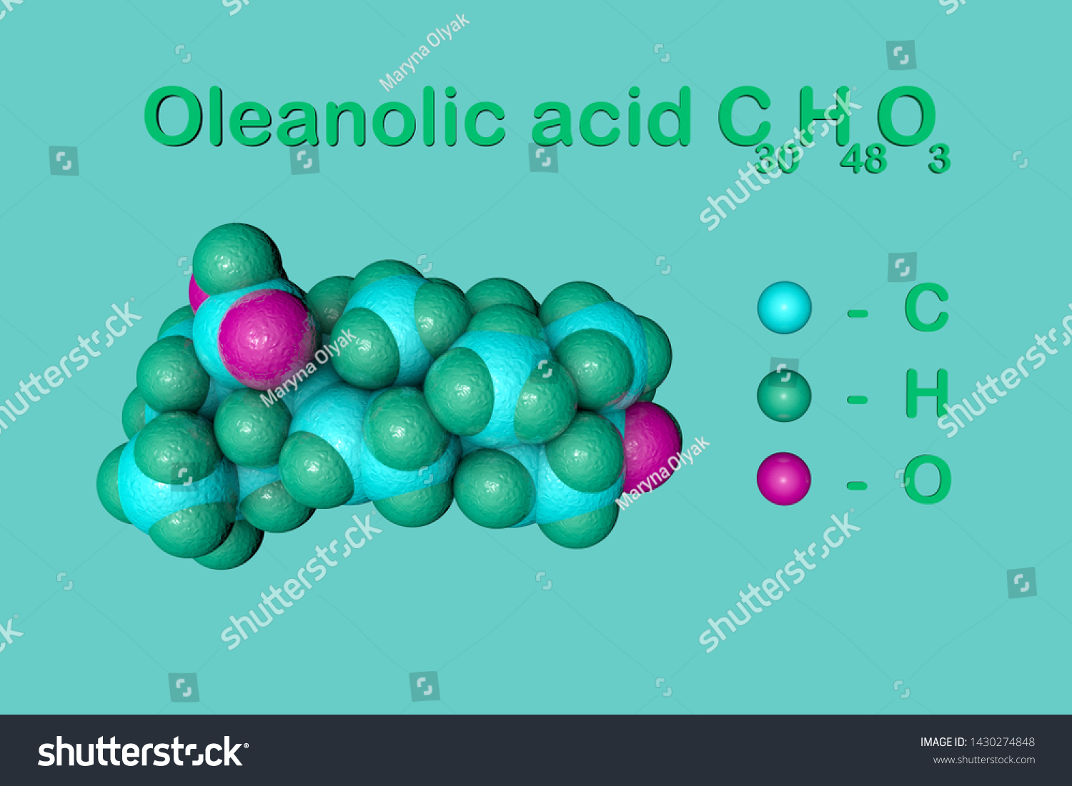 Structural Chemical Formula Molecular Model Oleanolic Stock ...