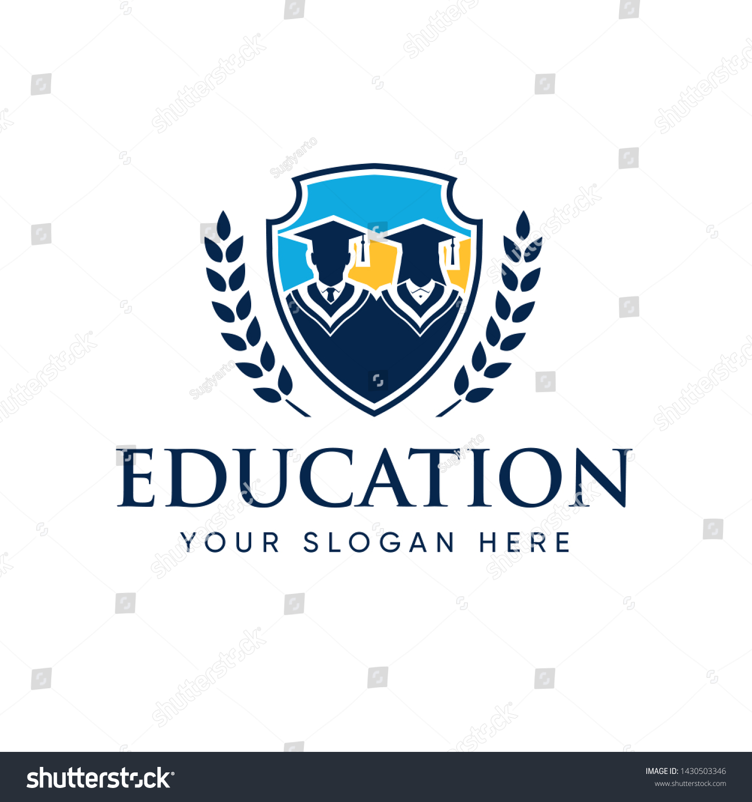 Graduate Student College Logo Template Education Stock Vector (Royalty ...