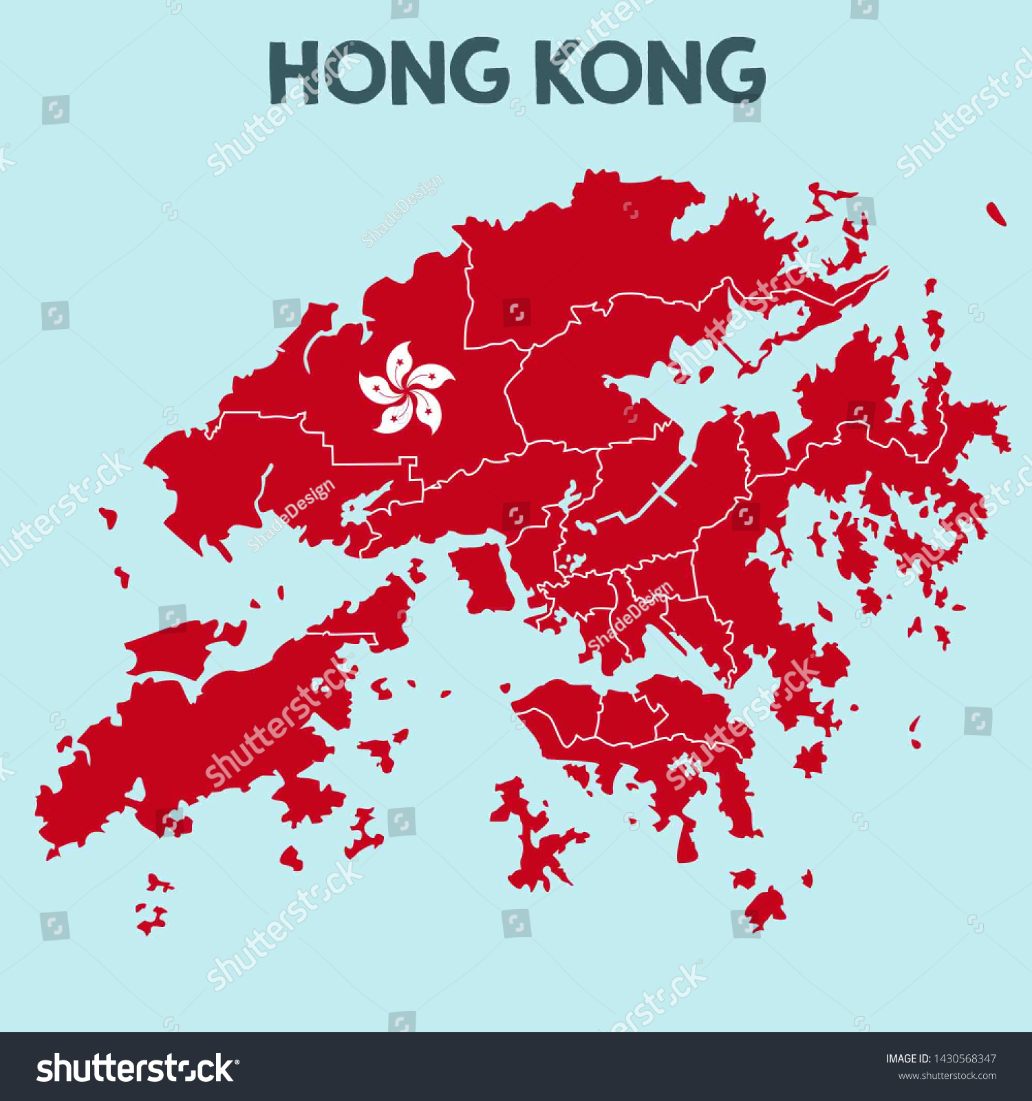 Vector Icon Map Flag Hong Kong Stock Illustration 1430568347 