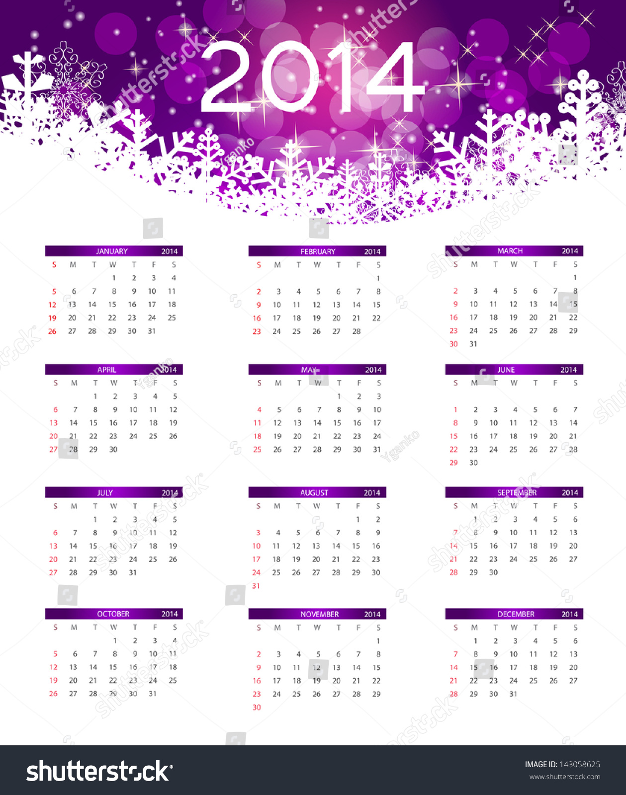 2014 New Year Calendar Vector Illustration Stock Vector (Royalty Free ...