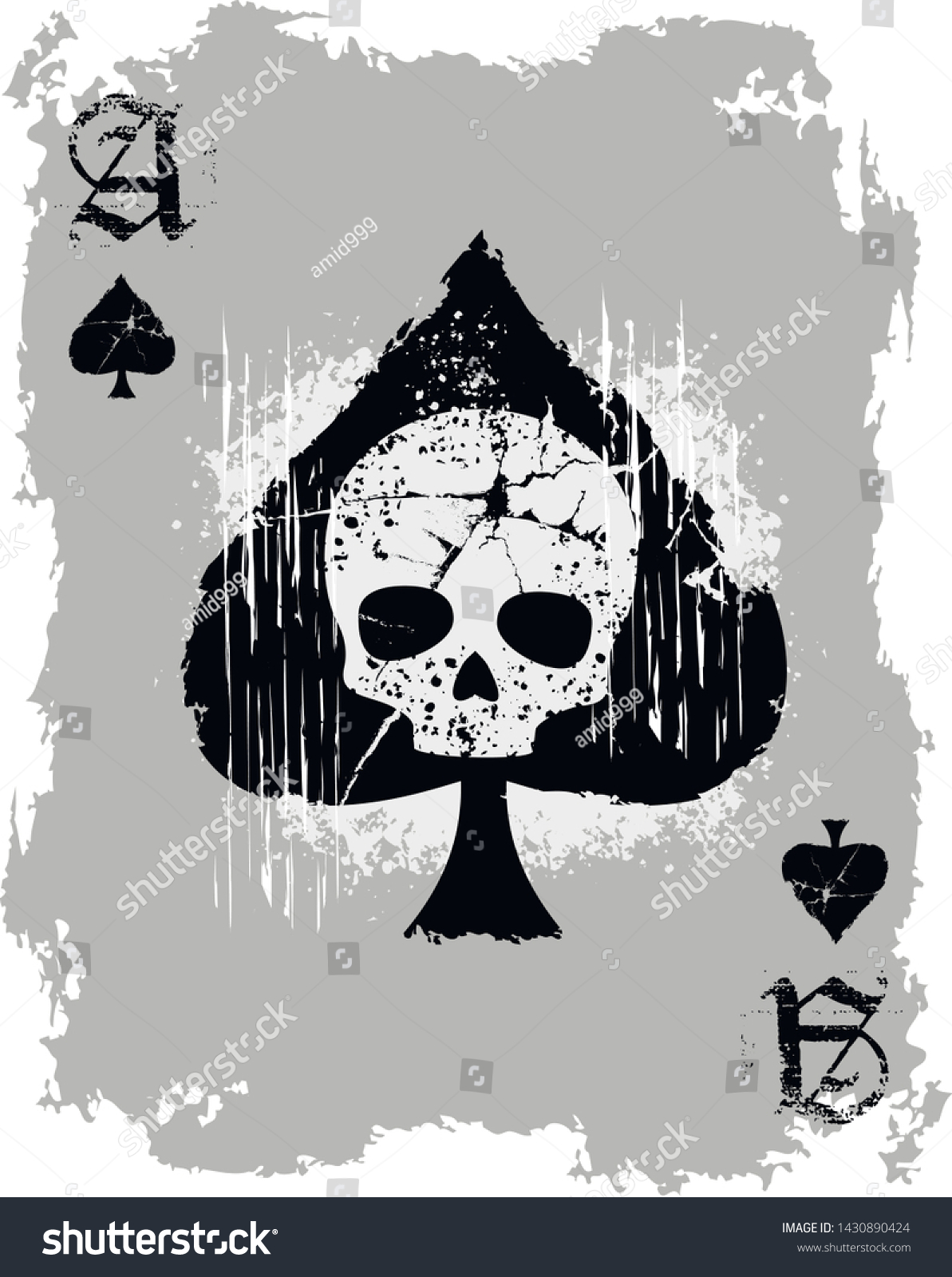 Ace Spades Skull Grunge Vintage Design Stock Vector (Royalty Free ...