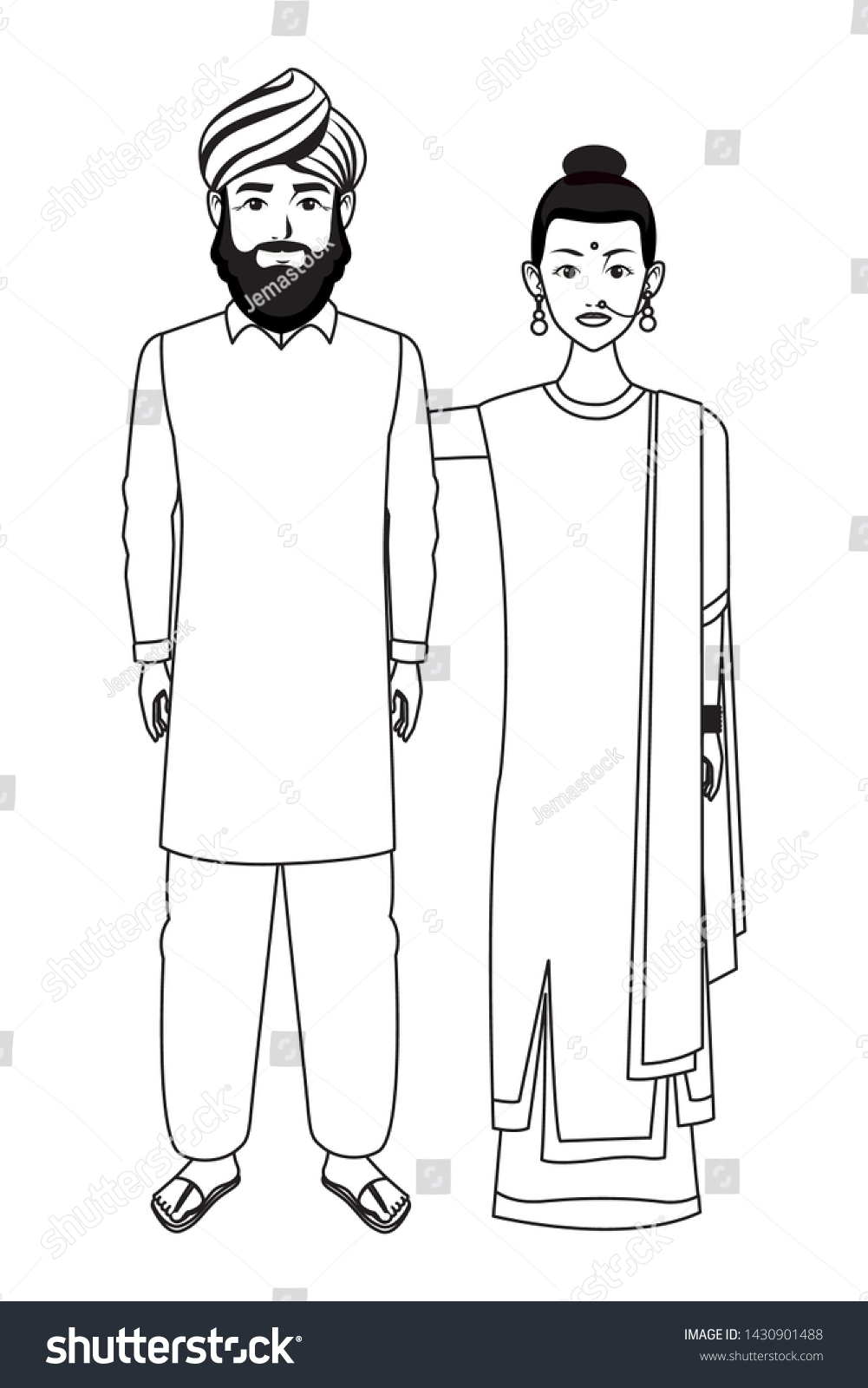 indian people clothes clipart black