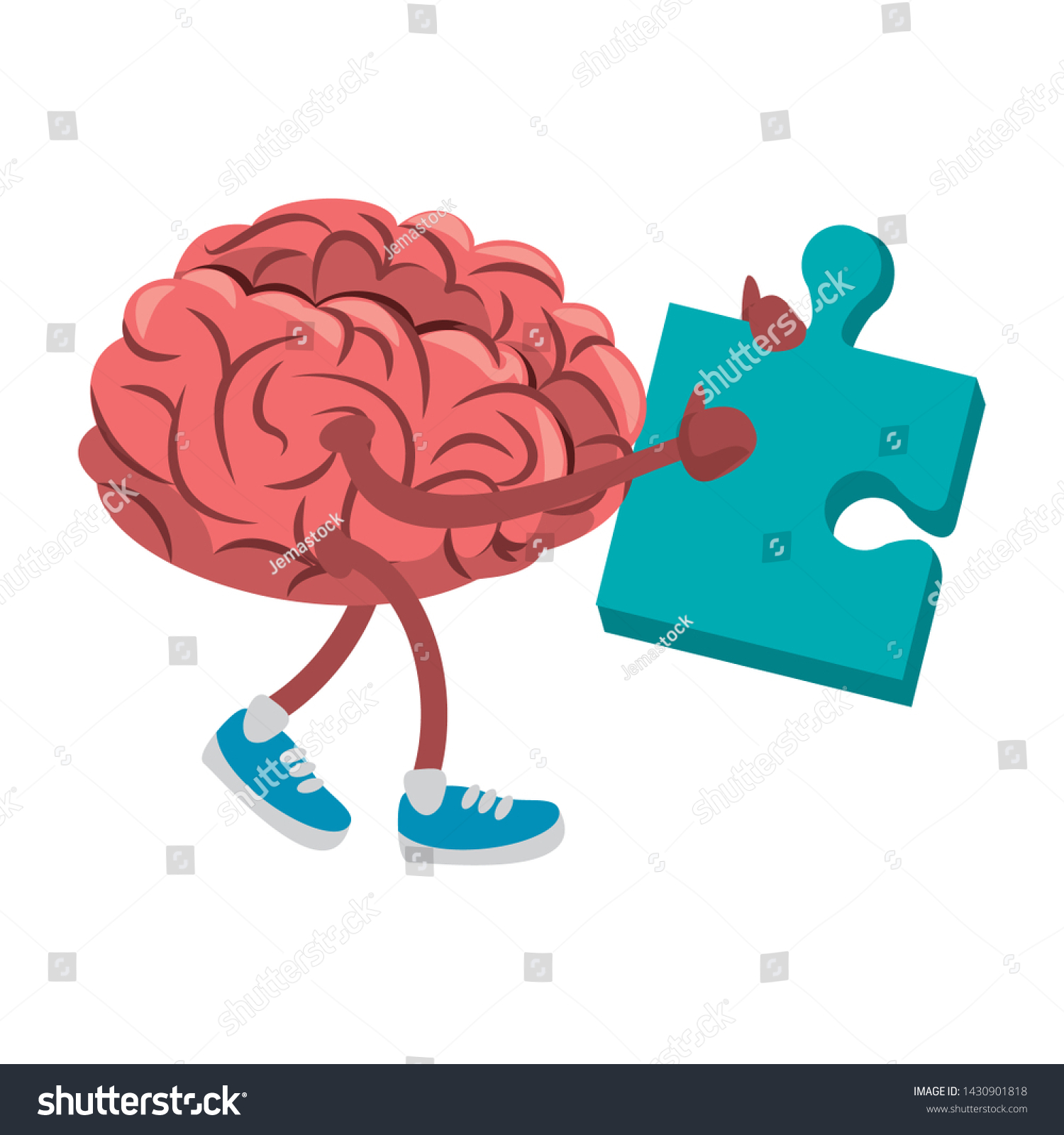 Brain Shoes Holding Puzzle Cartoon Vector Stock Vector (Royalty Free ...