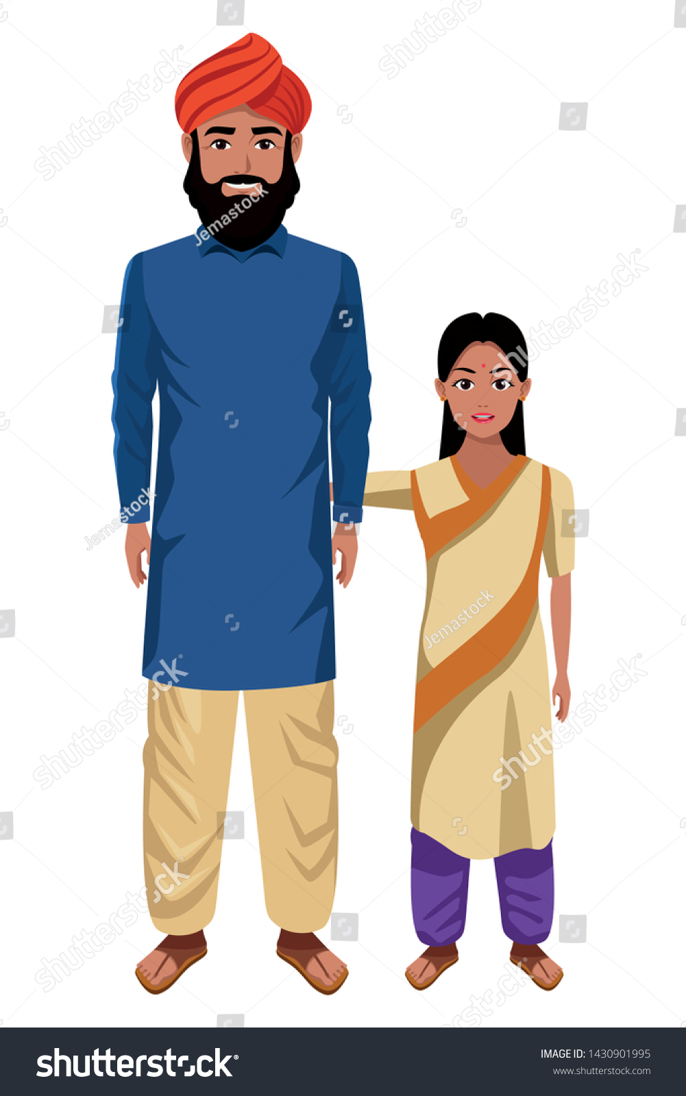 Indian Family Man Beard Turban Young Stock Vector (Royalty Free ...