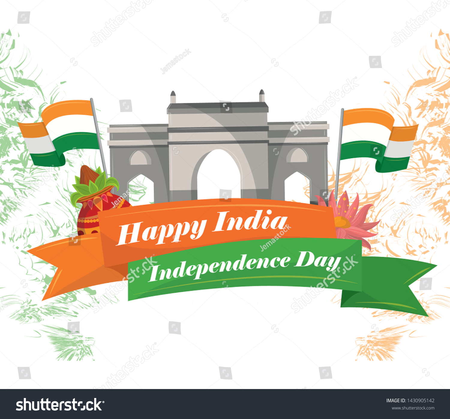 India Independence Day Card Patriotic Monuments Stock Vector (Royalty ...