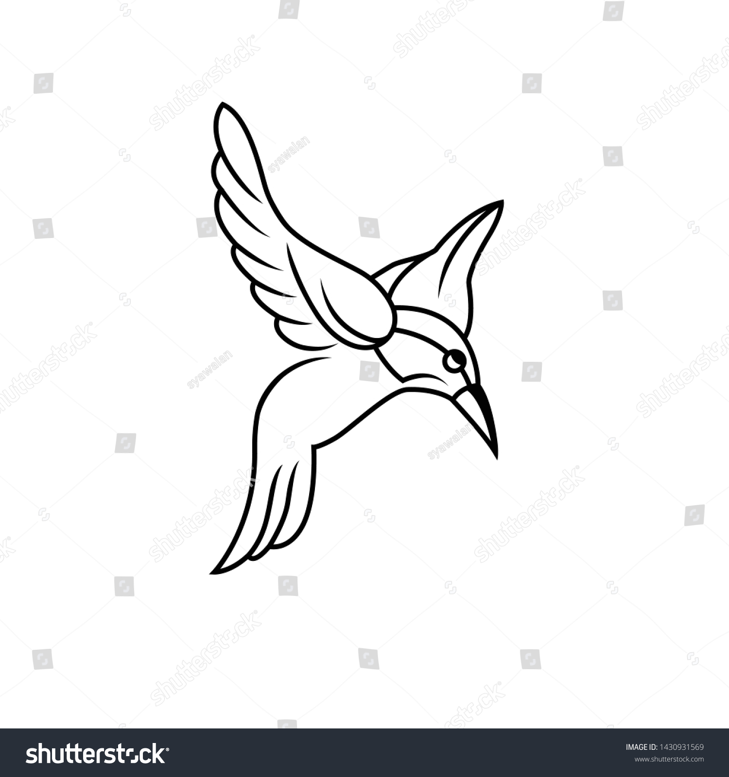 Colibri Outline Hummingbird Icons Vector Isolated Stock Vector (Royalty ...