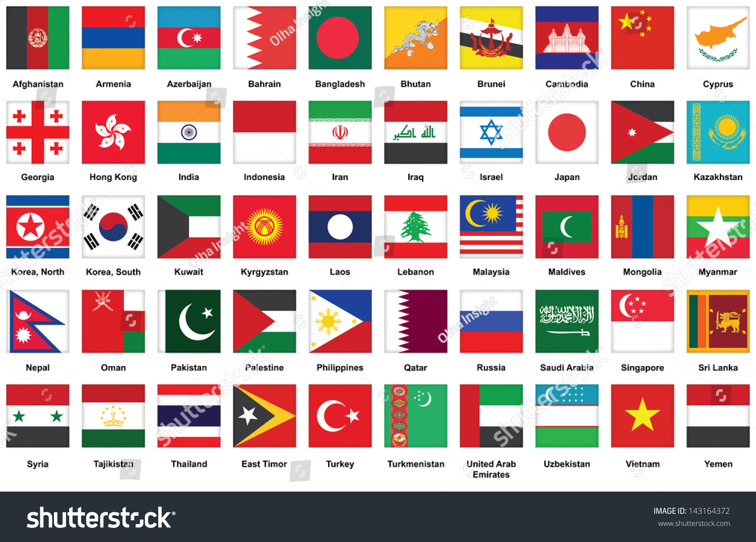 Флаги стран Азии