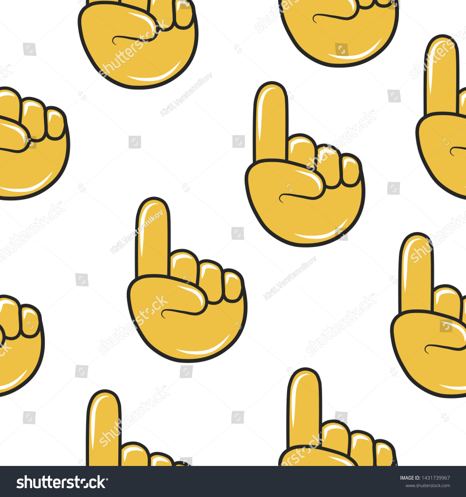 Pointing Hand Sign Emoji Seamless Pattern Stock Vector (Royalty Free ...