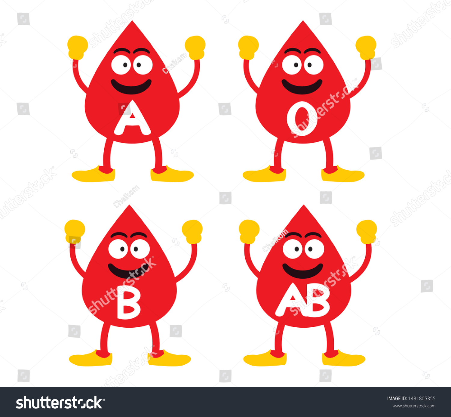 Cute Bloody Cartoon Blood Group Blood Stock Vector (Royalty Free ...