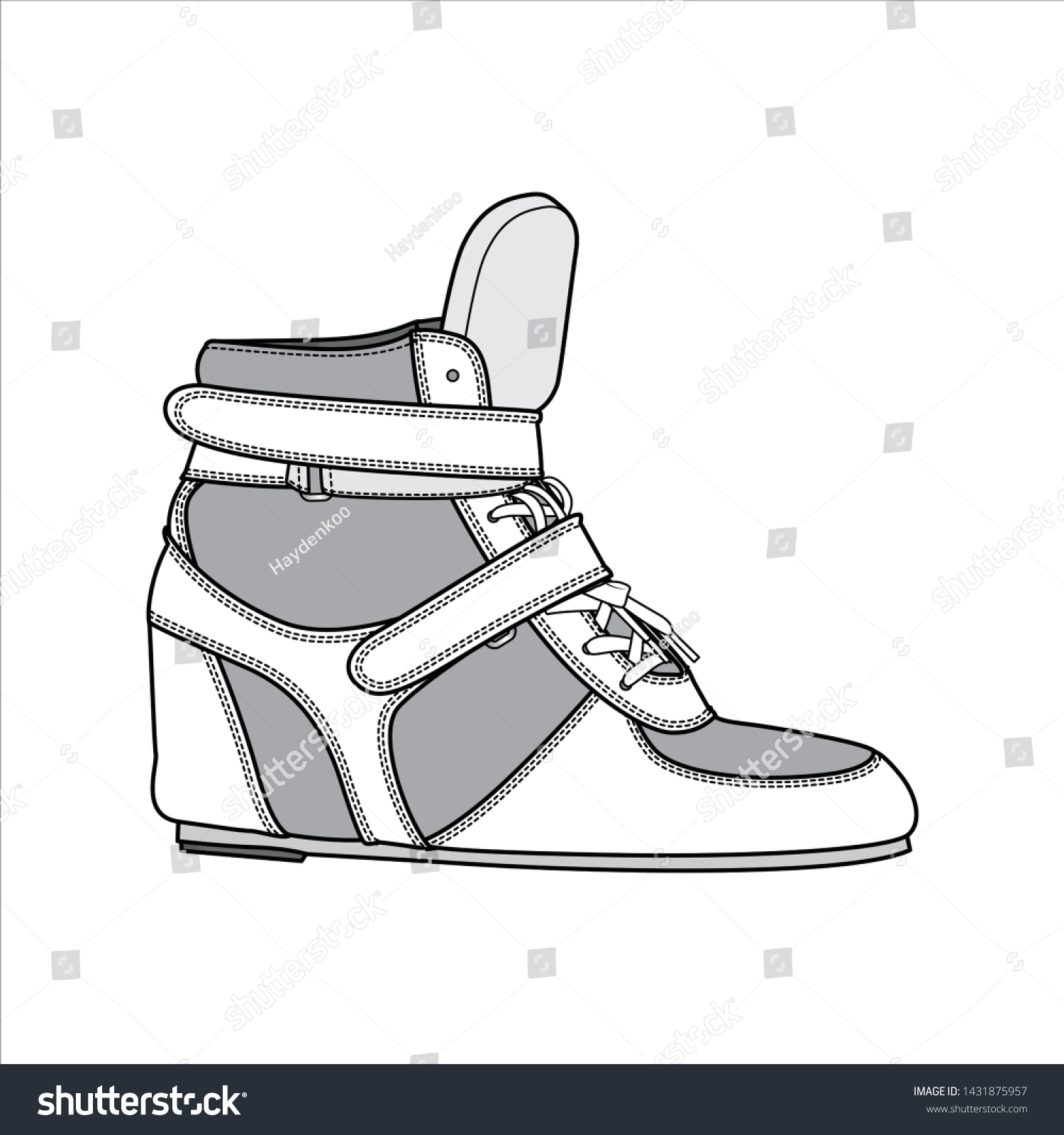 Shoes Fashion Flat Sketch Template Stock Vector (Royalty Free ...