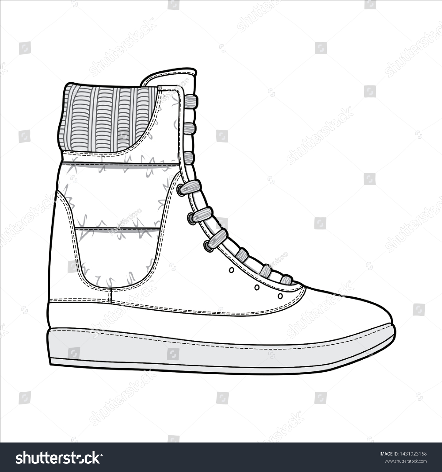 Shoes Fashion Flat Sketch Template Stock Vector (Royalty Free ...