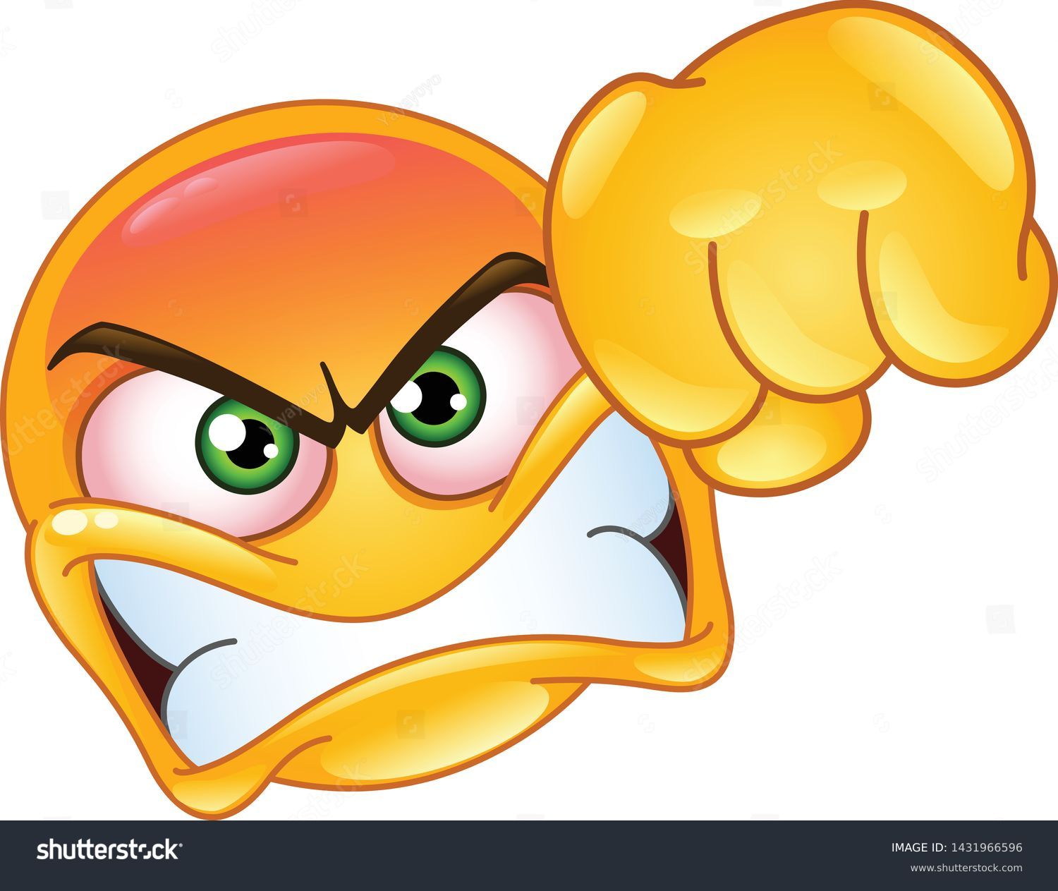 Angry Emoji Emoticon Showing Punch Fist Stock Vector (Royalty Free ...