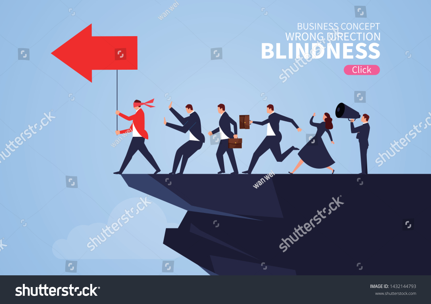 Leader Brought Group Businessmen Into Cliff Stock Vector (Royalty Free