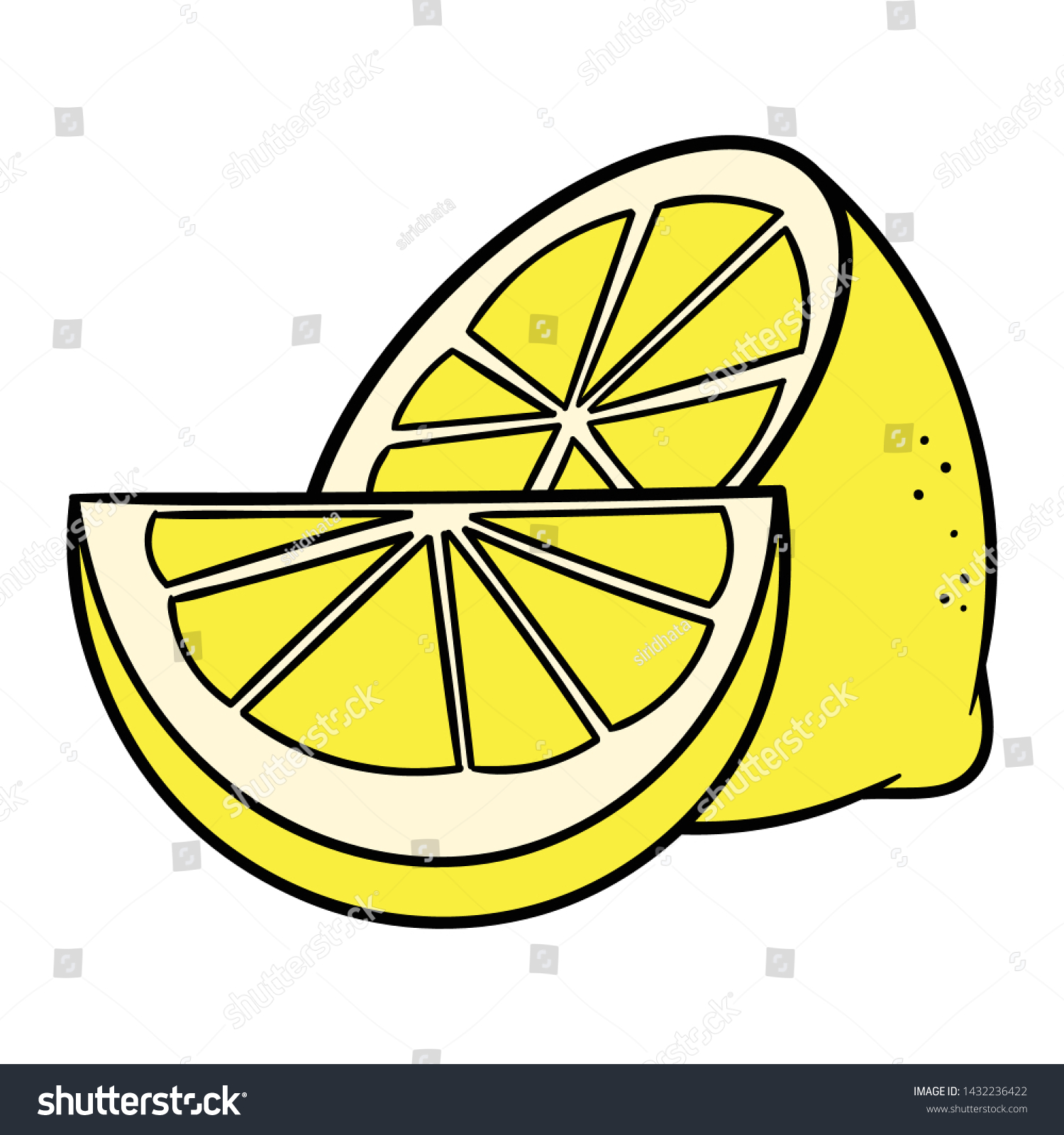 Cartoon Sliced Lemon Vector Illustration Stock Vector Royalty Free