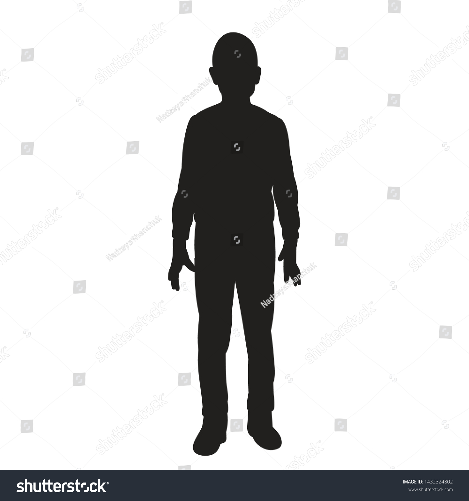 Isolated Silhouette Guy Boy Standing Stock Vector (Royalty Free ...