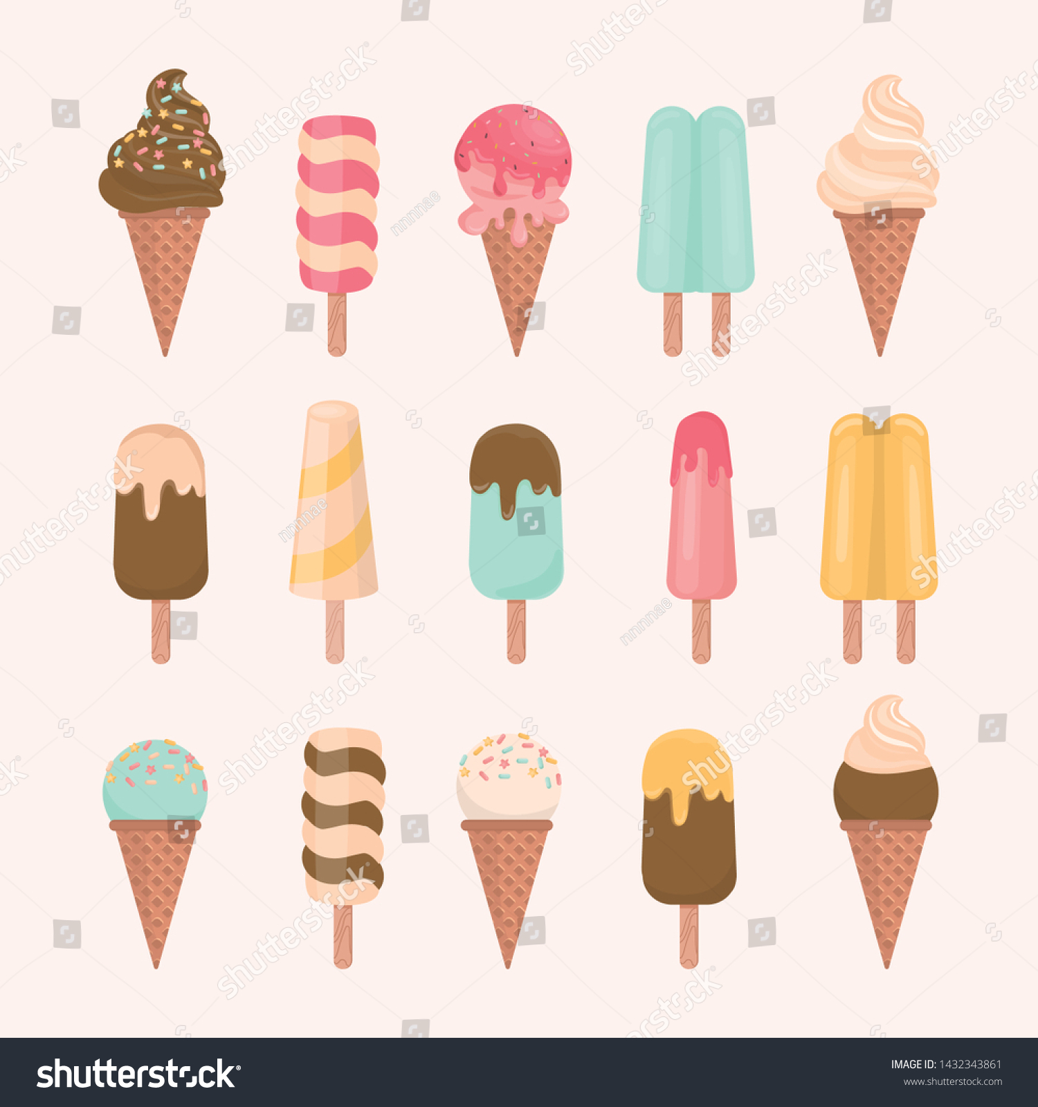 Ice Cream Cone Bar Pastel Colorful Stock Vector (Royalty Free ...