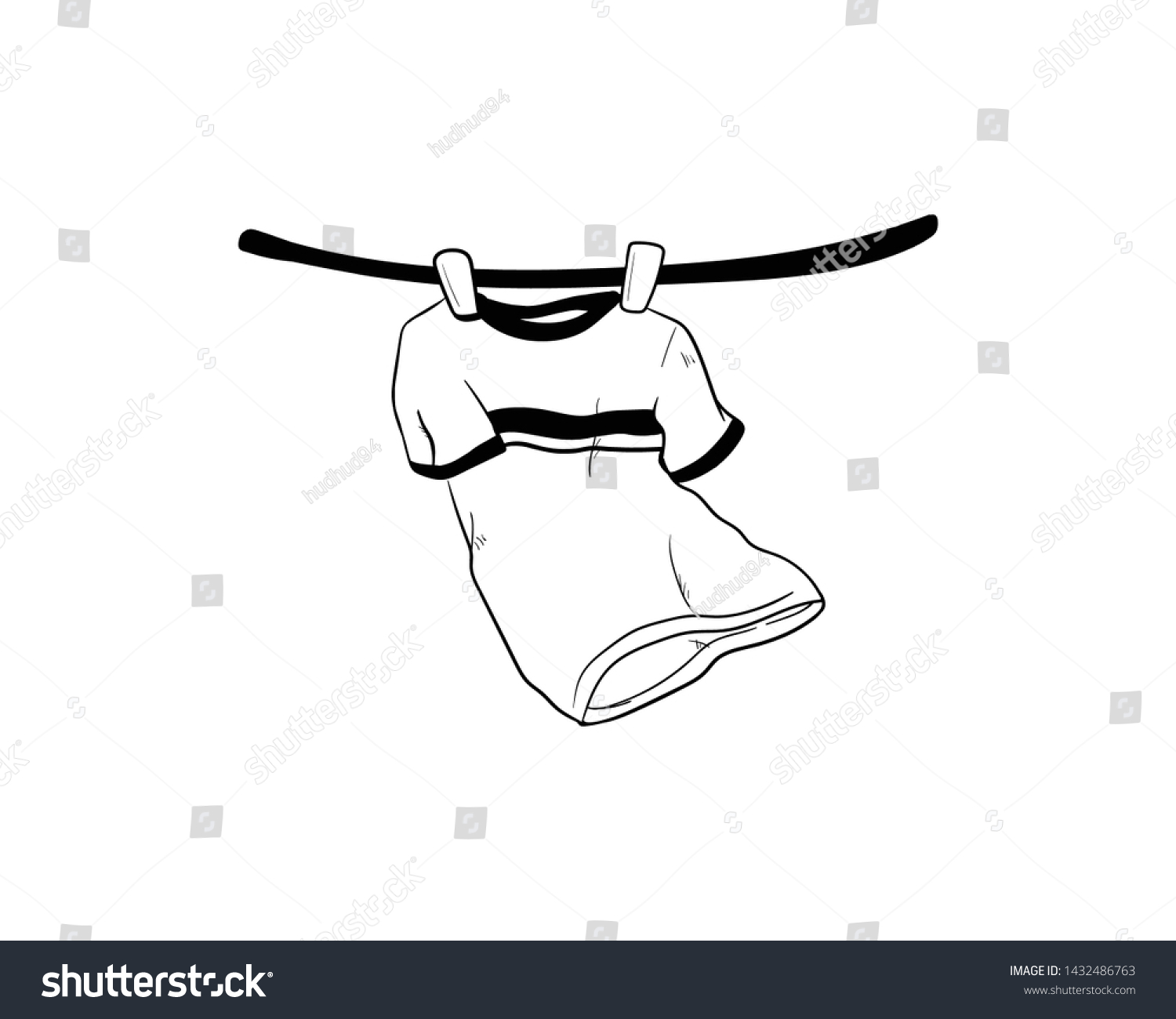 Clothesline Doodle Hand Drawing Vector Stock Vector (Royalty Free ...