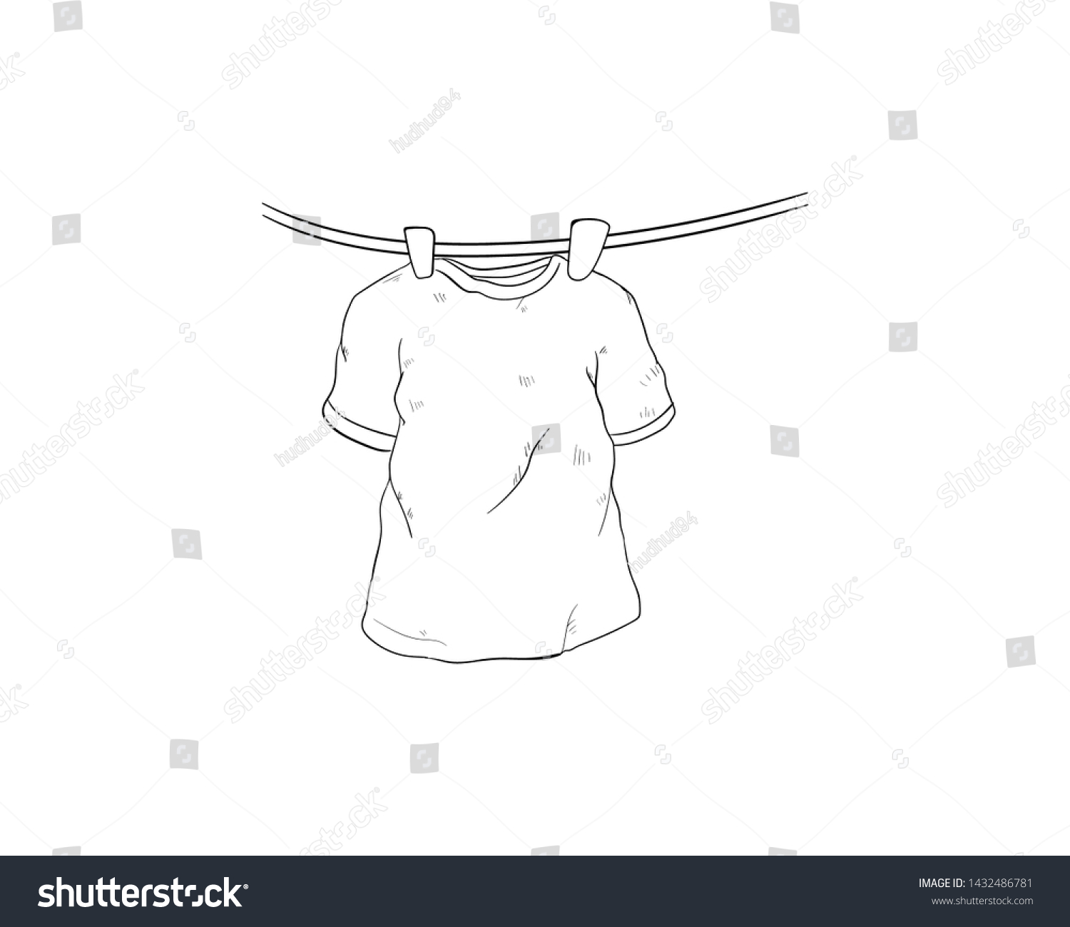 Clothesline Doodle Hand Drawing Vector Stock Vector (Royalty Free