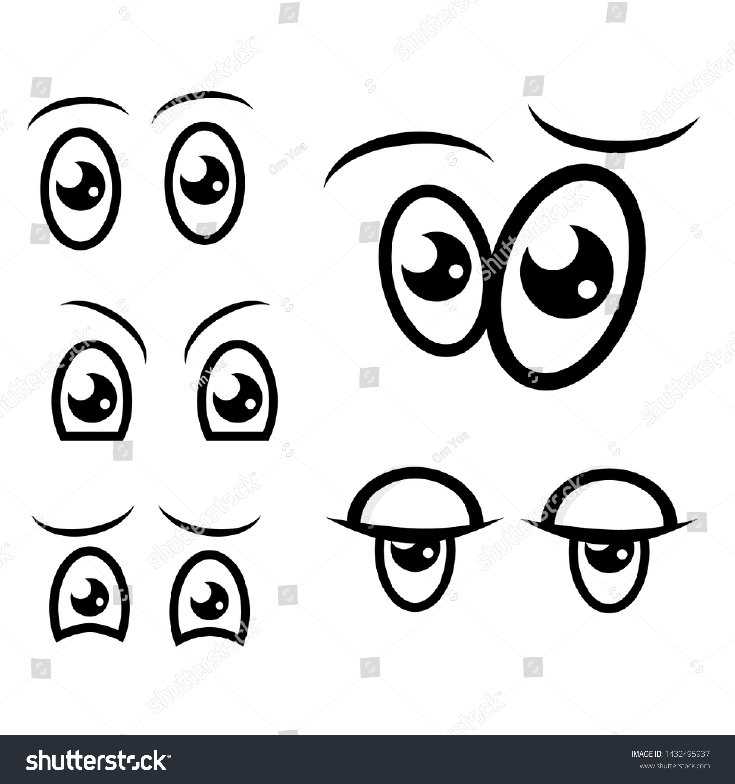 Simple Five Different Eye Expressions Curious Stock Vector (Royalty ...