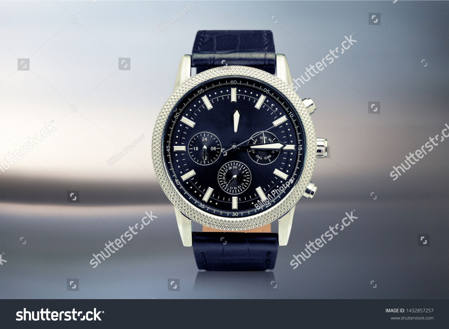 Mens Mechanical Watch On Dark Background Stock Photo 1432857257 ...