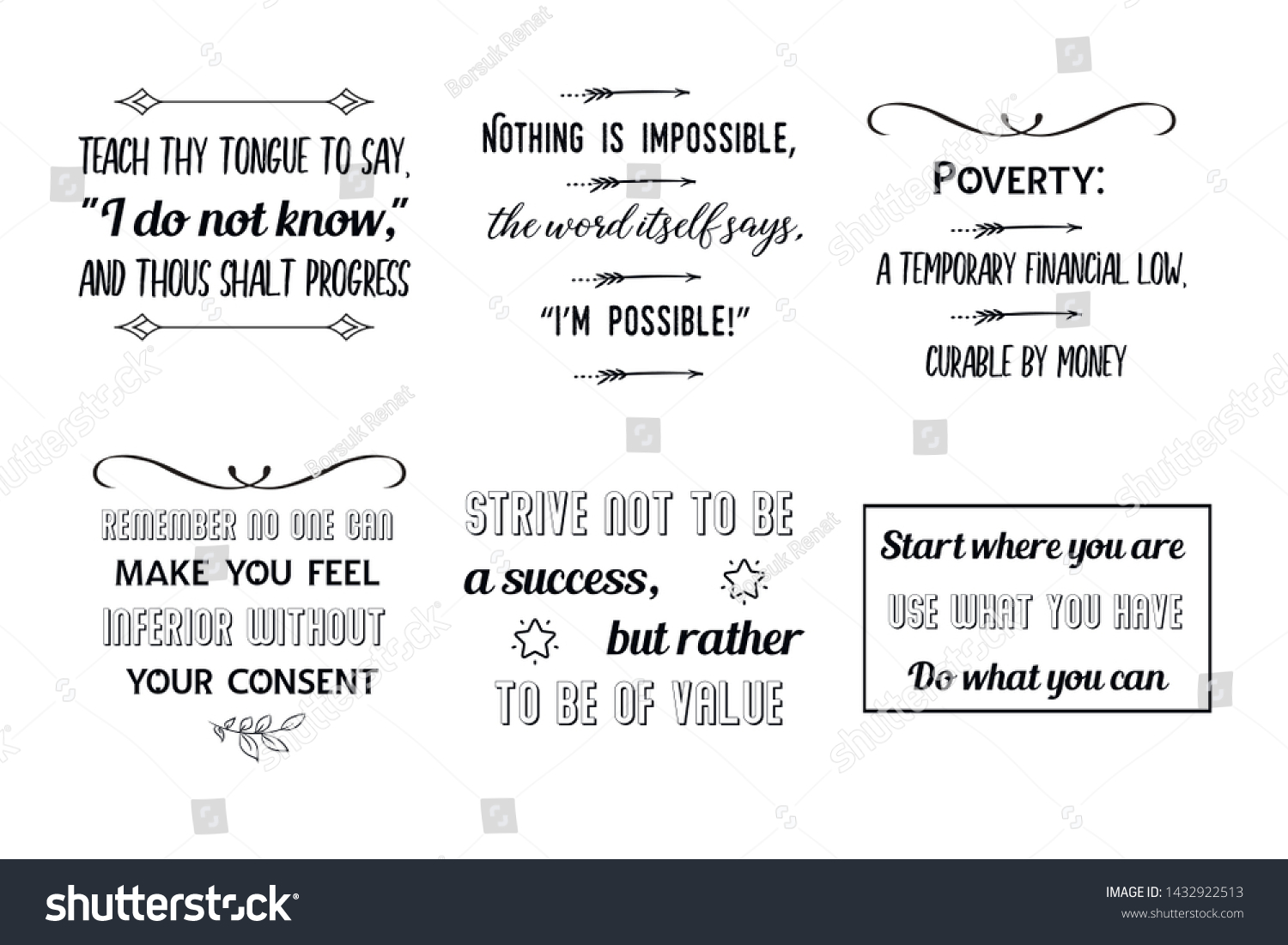 Set Calligraphy Sayings Print Vector Quotes Stock Vector (Royalty Free ...