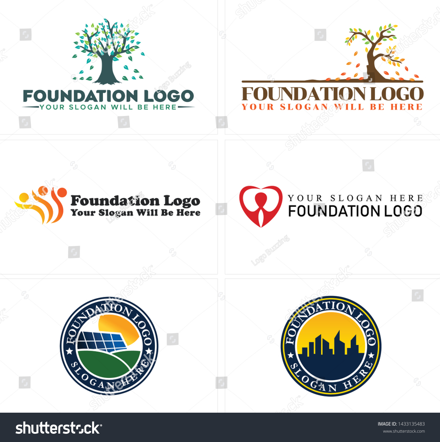 Blue Brown Line Art Logo Design Stock Vector (Royalty Free) 1433135483 ...