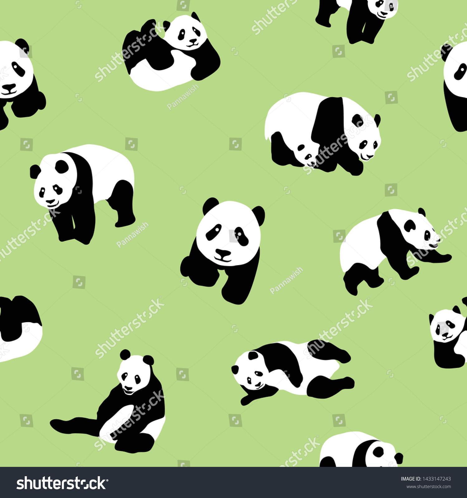 Cute Panda Bear Seamless Pattern Stock Vector (Royalty Free) 1433147243 ...