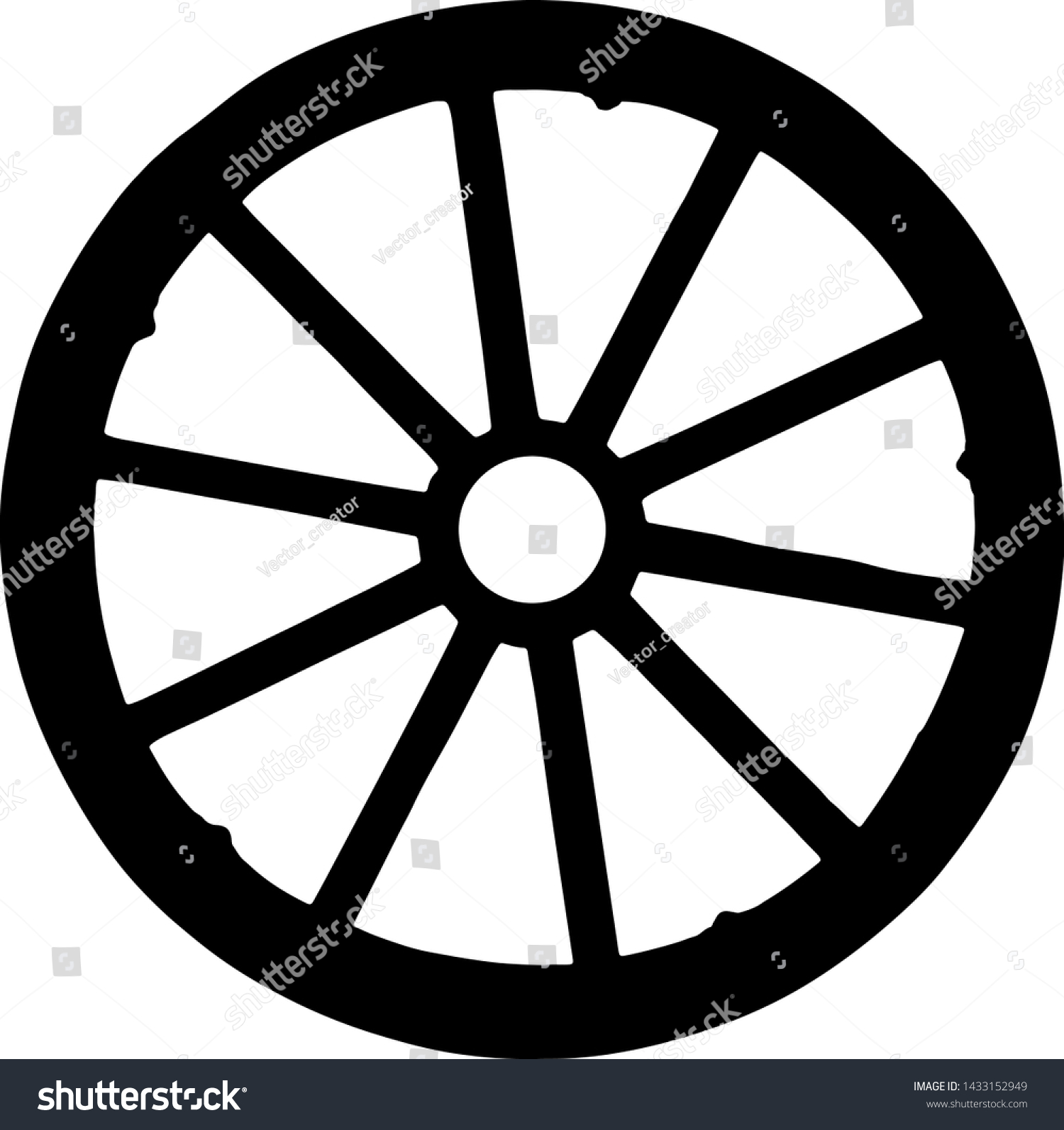 Vector Silhouette Wagon Wheel Isolated On Stock Vector (Royalty Free ...