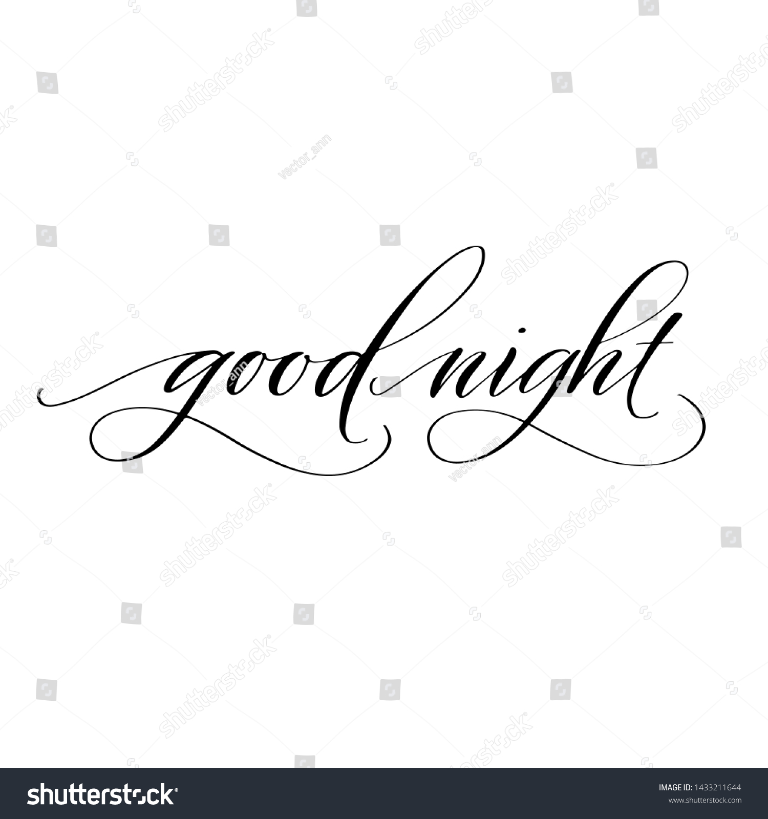 Good Night Black Ink Hand Lettering Stock Vector (Royalty Free ...