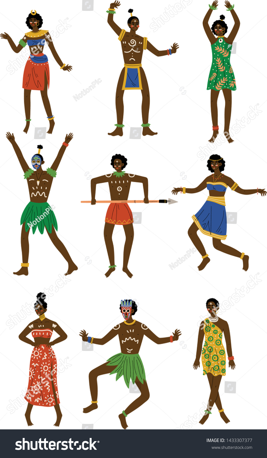 African People Set Male Female Aboriginal Stock Vector Royalty Free 1433307377 Shutterstock 
