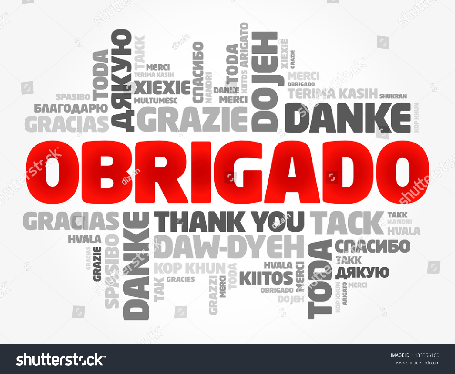 Obrigado Thank You Portuguese Word Cloud Stock Vector Royalty Free Shutterstock