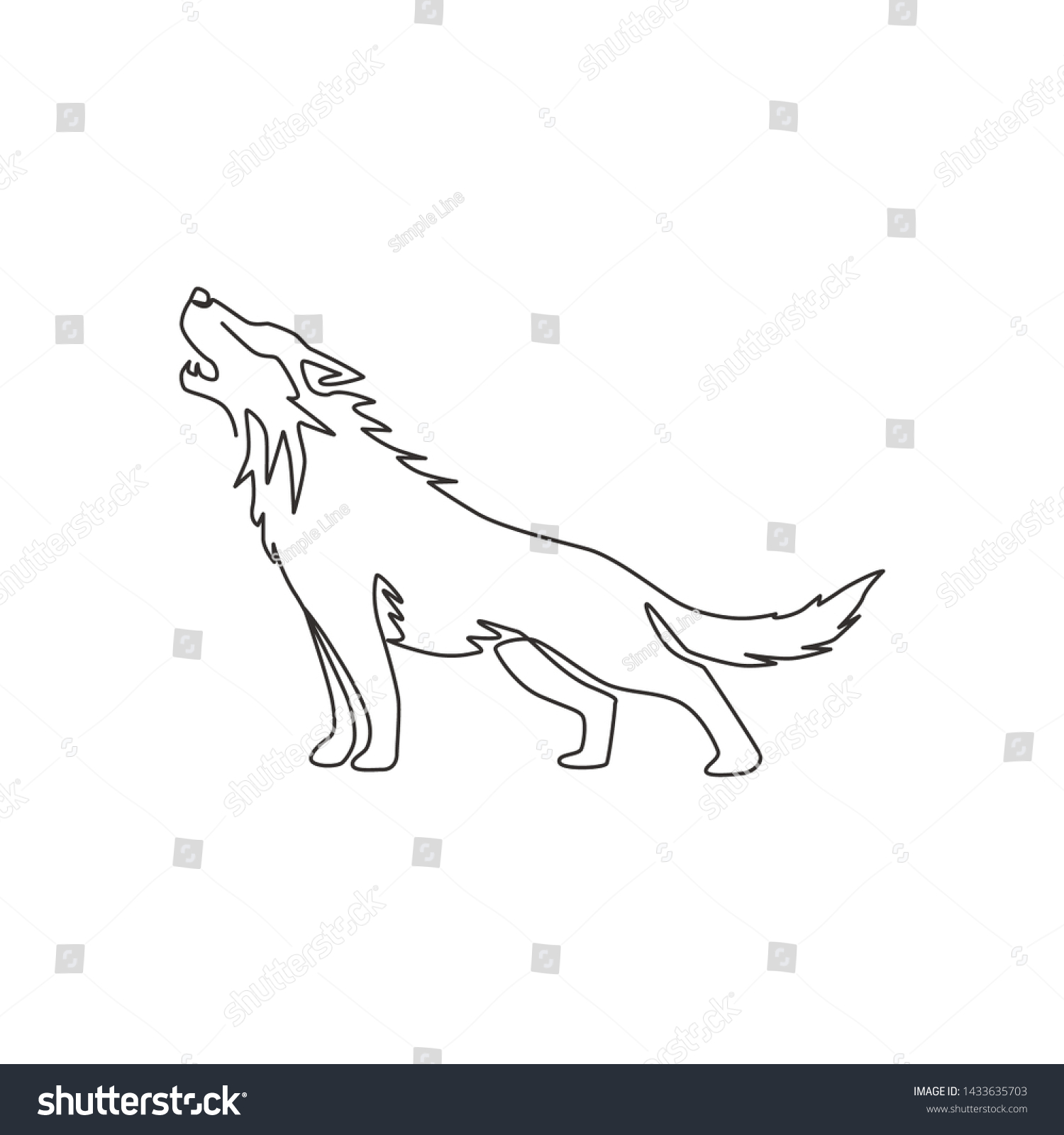 One Single Line Drawing Dangerous Wolf Stock Vector (Royalty Free ...