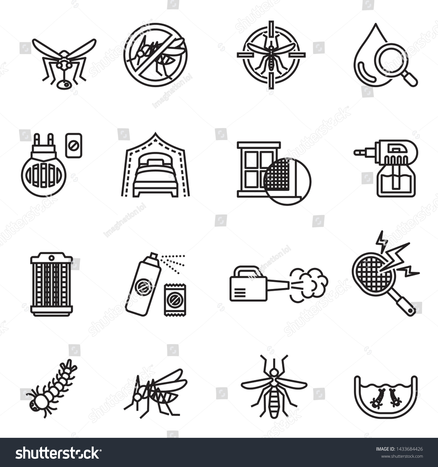 Mosquito Icon White Background Thin Line Stock Vector (Royalty Free ...