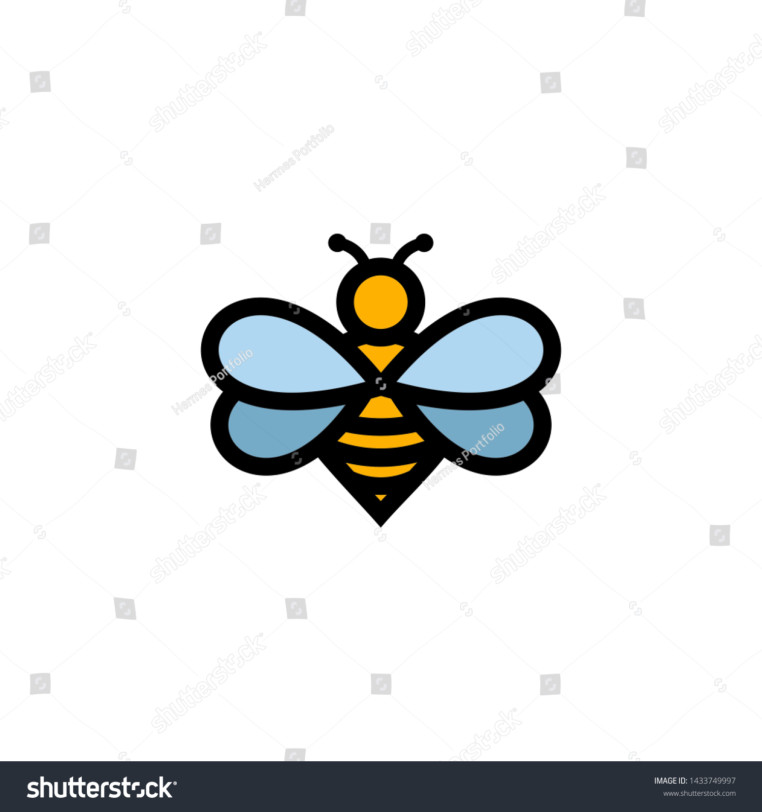 Cute Honey Bee Logo Design Stock Illustration 1433749997 | Shutterstock