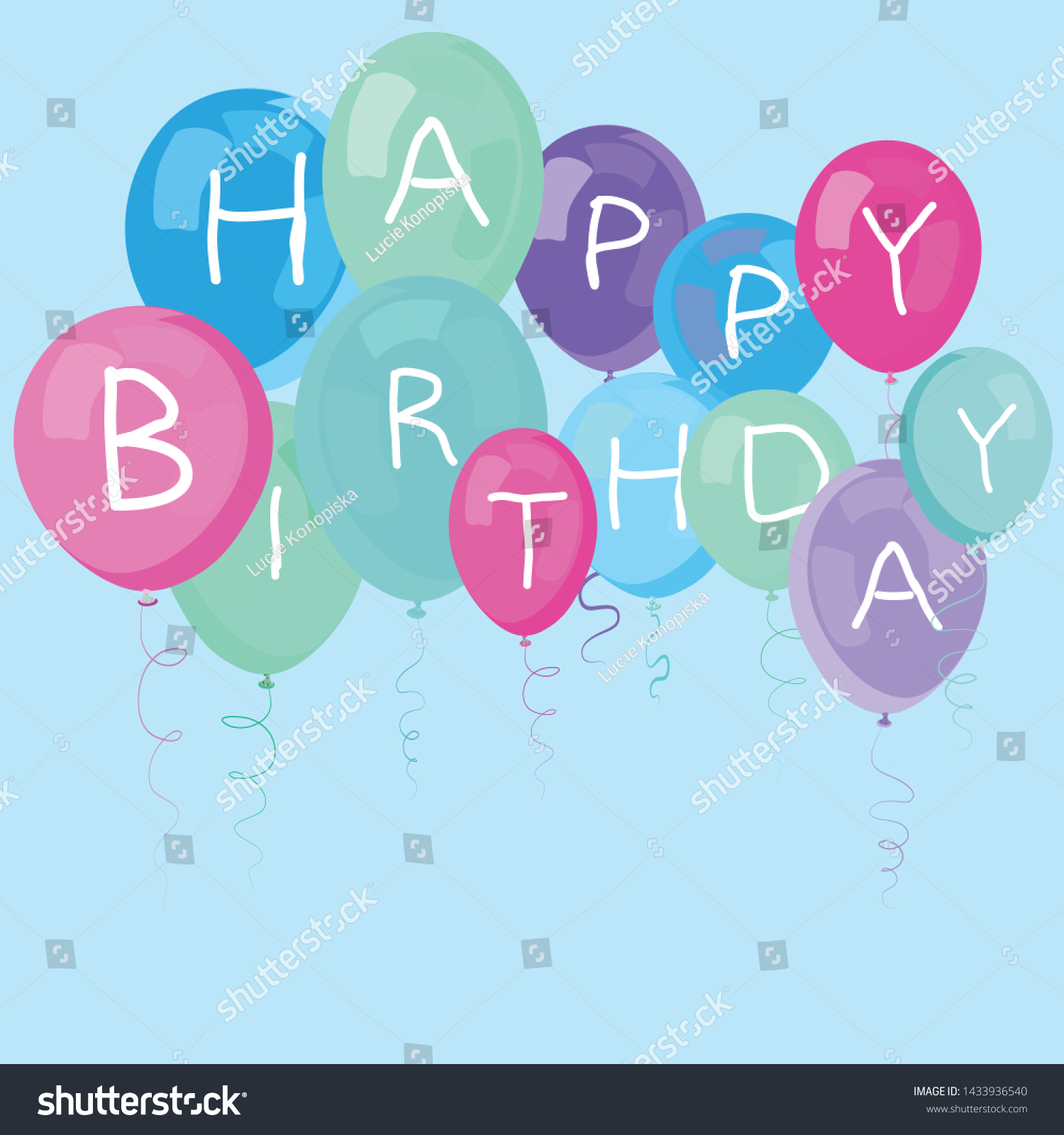 Colorful Party Balloons Flying Happy Birthday Stock Vector (royalty 