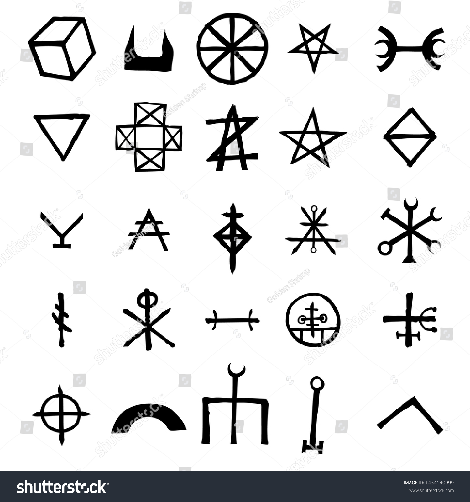 Mystic Set Magic Circles Pentagram Imaginary Stock Vector (Royalty Free ...