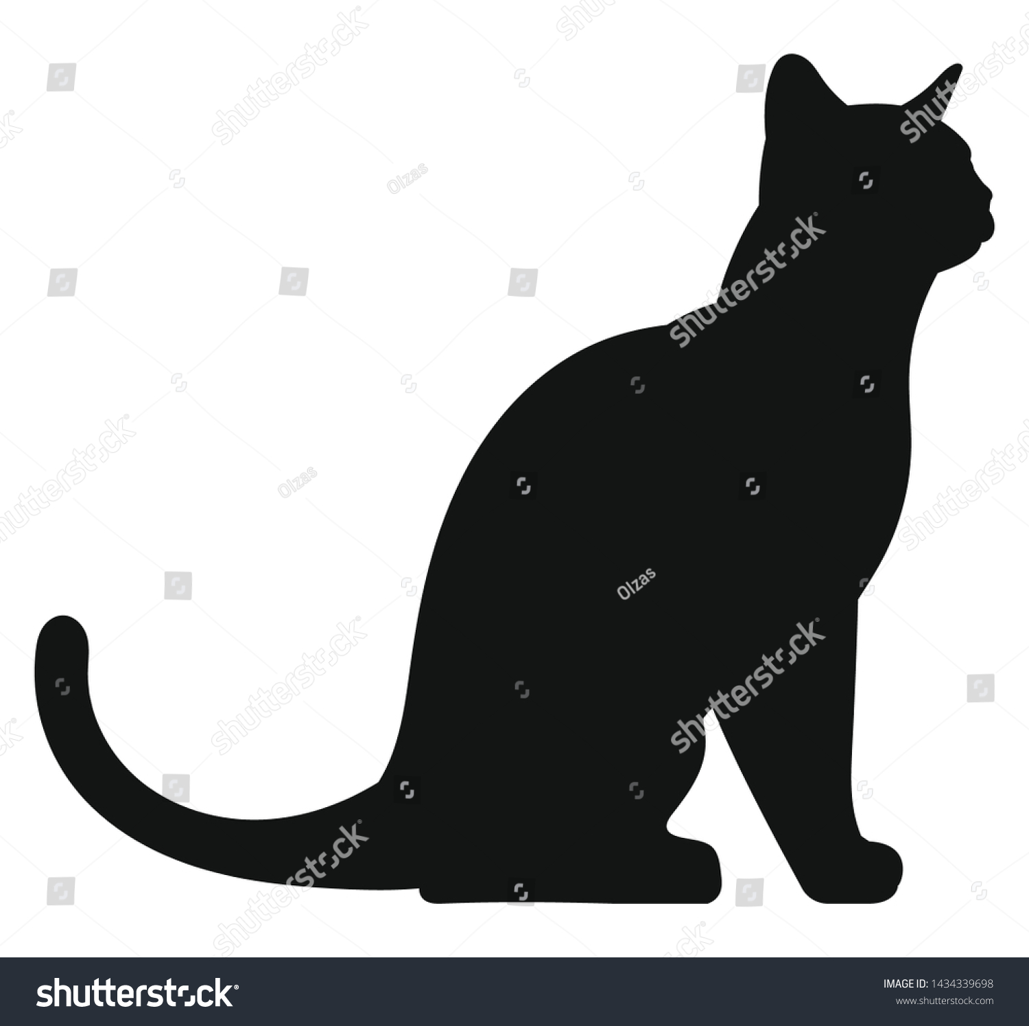 Cat Black Silhouette Kitty On White Stock Vector (Royalty Free ...