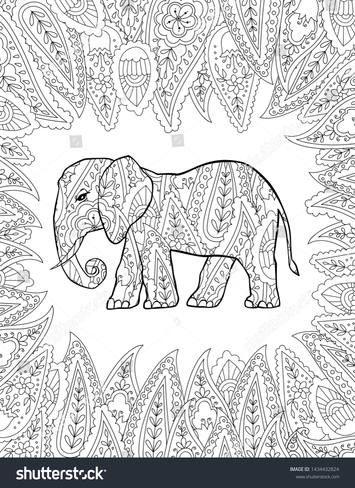 Coloring Page Doodle Style Elephant Zentangle Stock Vector (Royalty ...