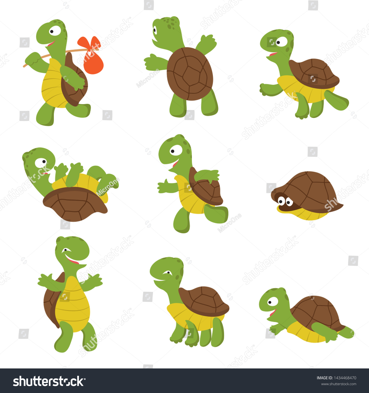 Cartoon Turtle Cute Tortoise Wild Animal Stock Illustration 1434468470 ...