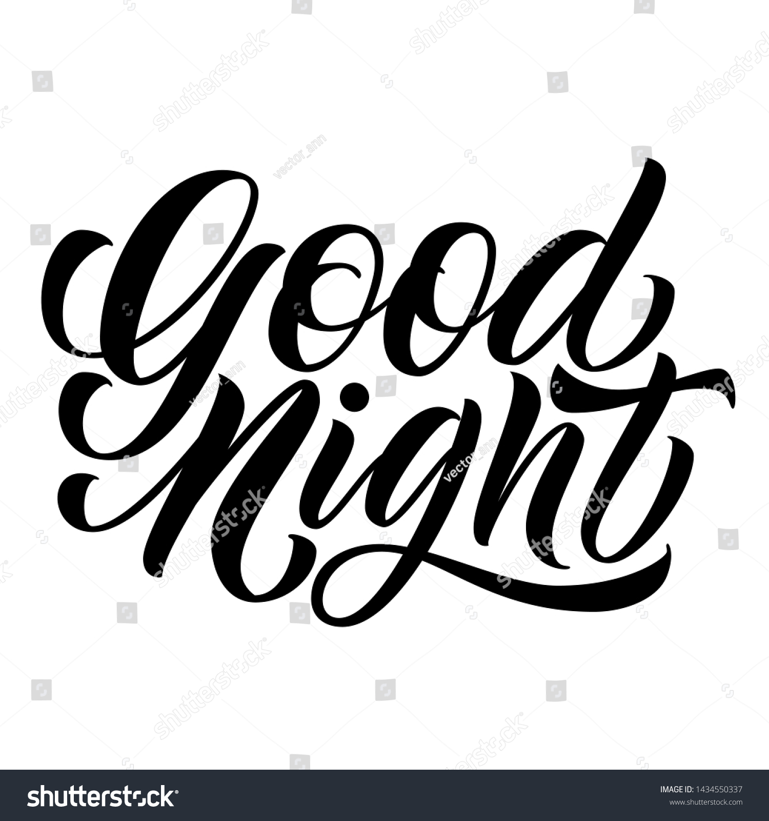 Good Night Hand Lettering Brush Calligraphy Stock Vector (Royalty Free ...