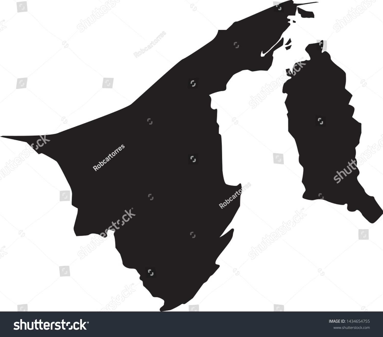 Political Map Brunei Asia Vector C S N Mi N Ph B N Quy N   Stock Vector Political Map Of Brunei In Asia 1434654755 