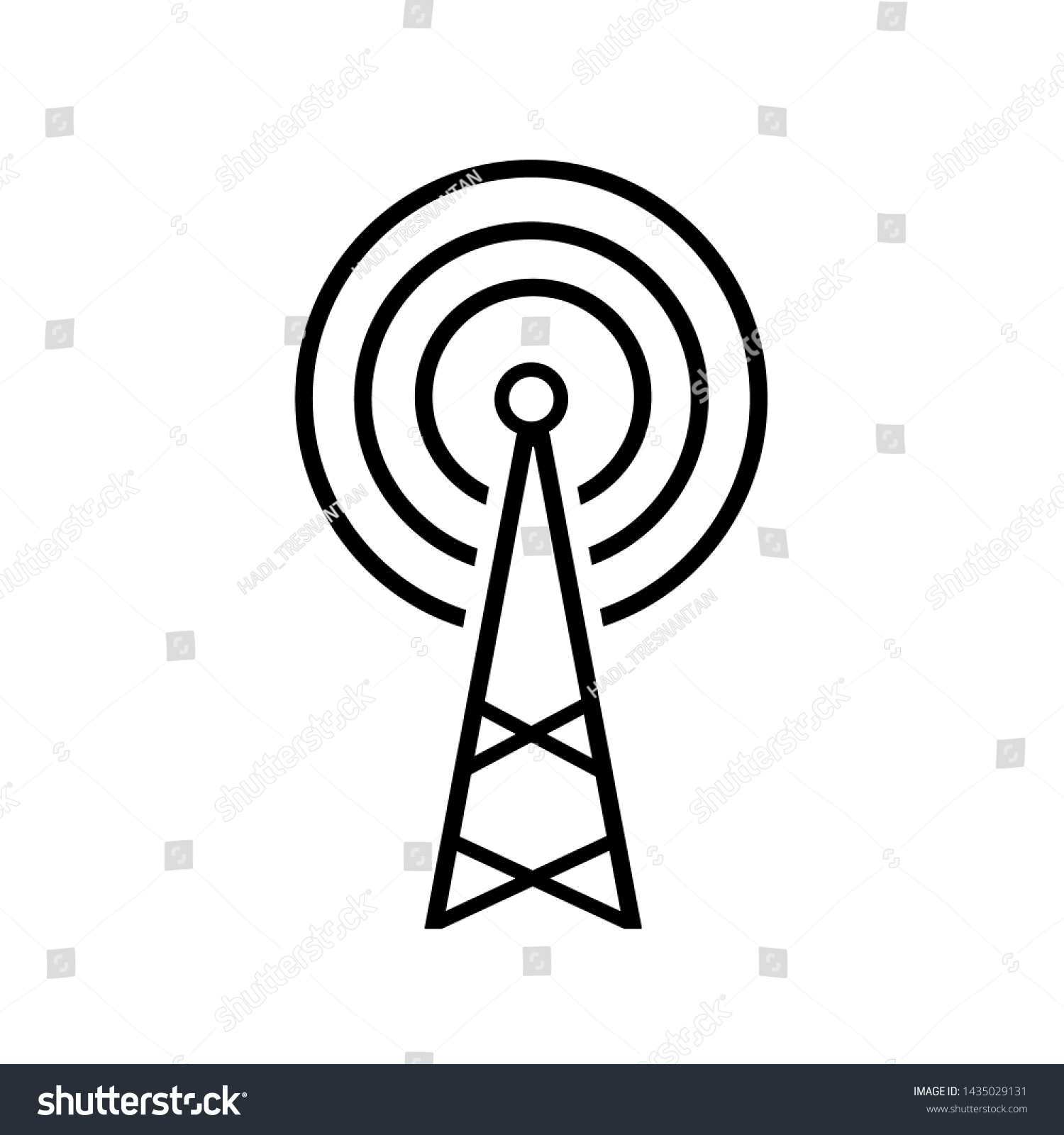 Tower Signals Icon Wireless Connection Transmitter Stock Vector ...