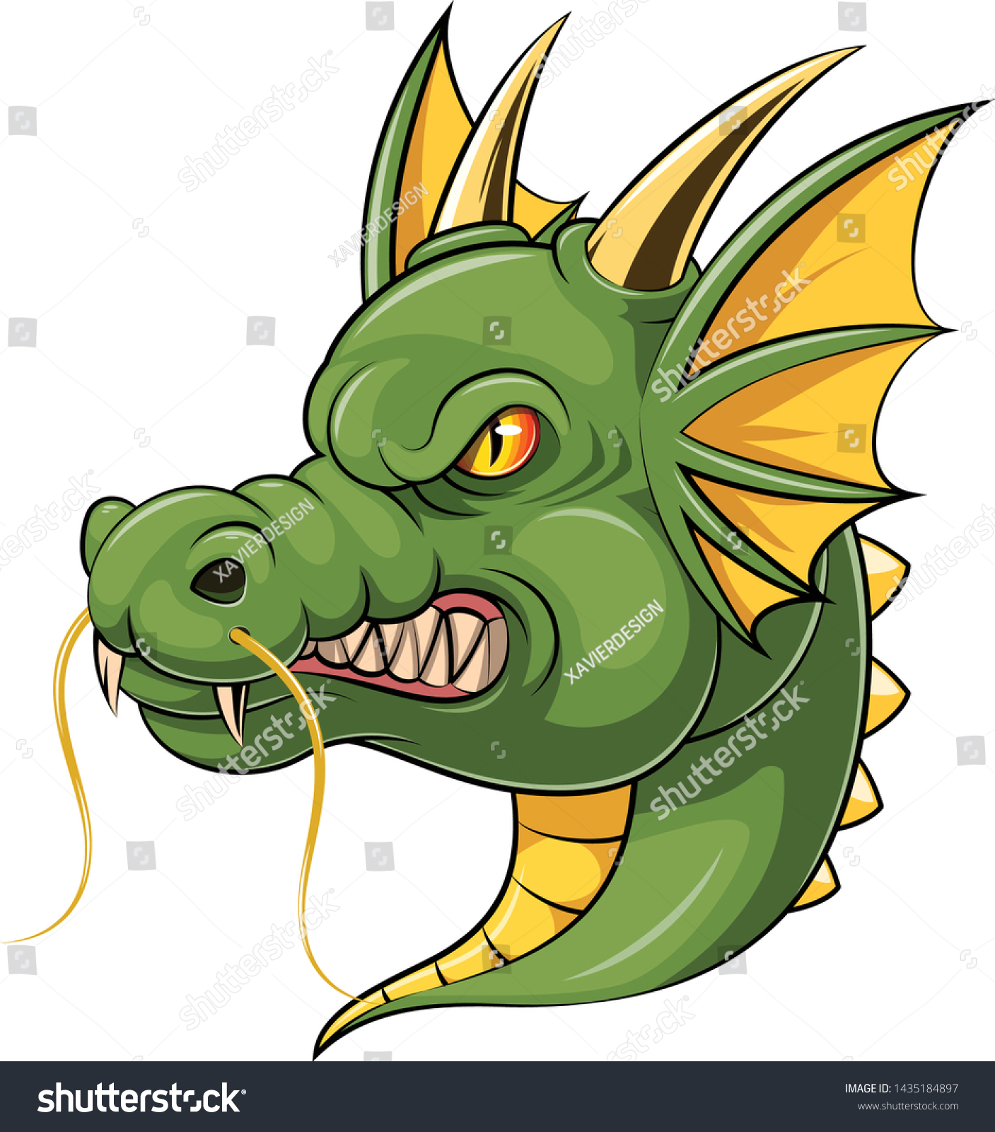 Illustration Green Dragon Head Mascot Stock Vector (Royalty Free ...