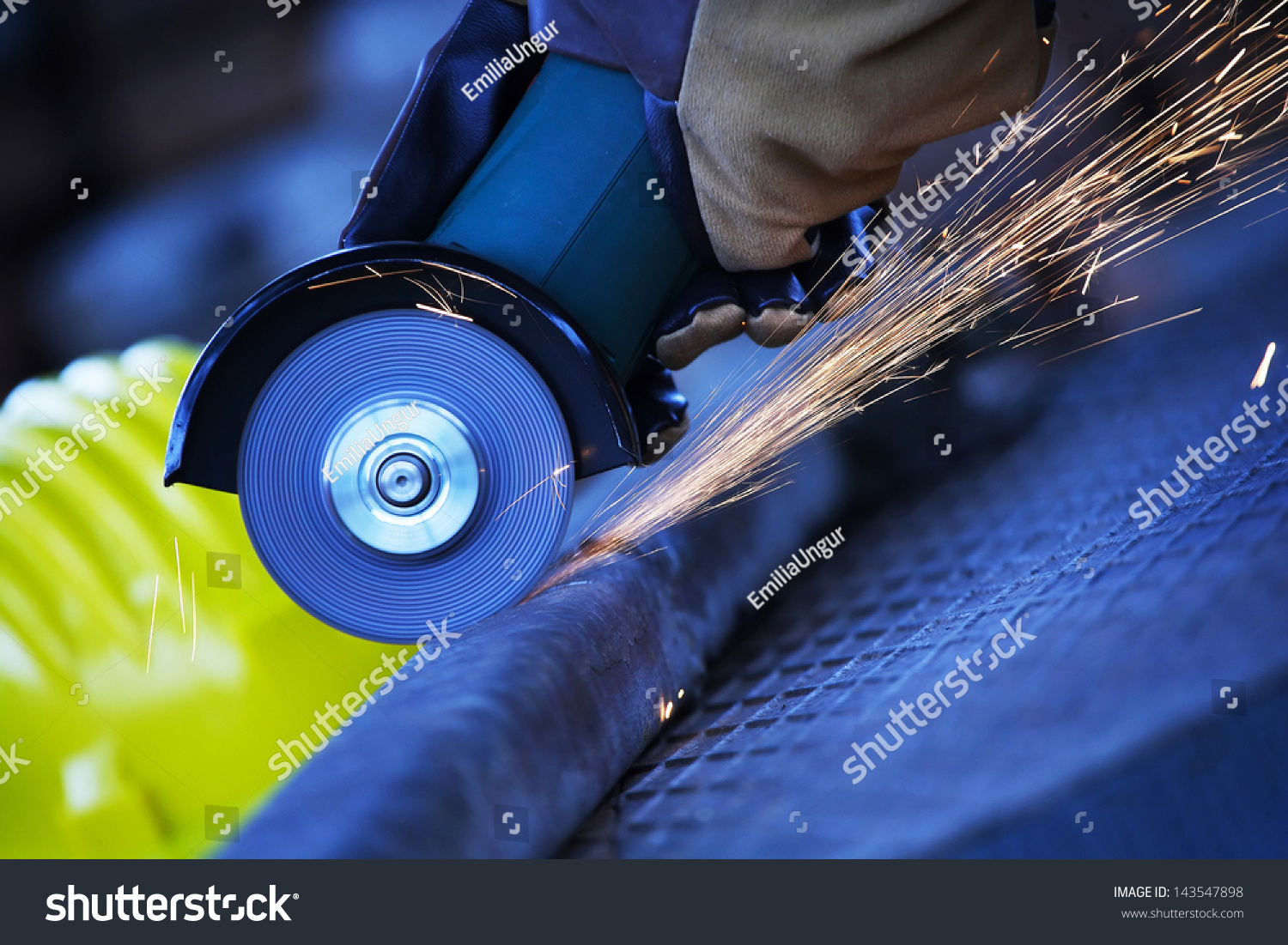 Construction Worker Using Angle Grinder Stock Photo 143547898 ...